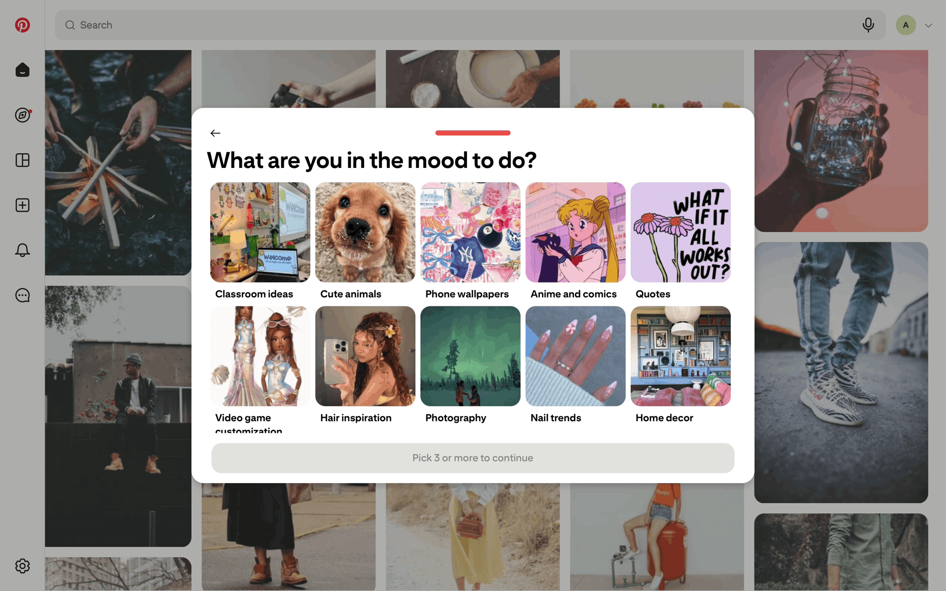 Completing account setup on Pinterest (web) screen 10