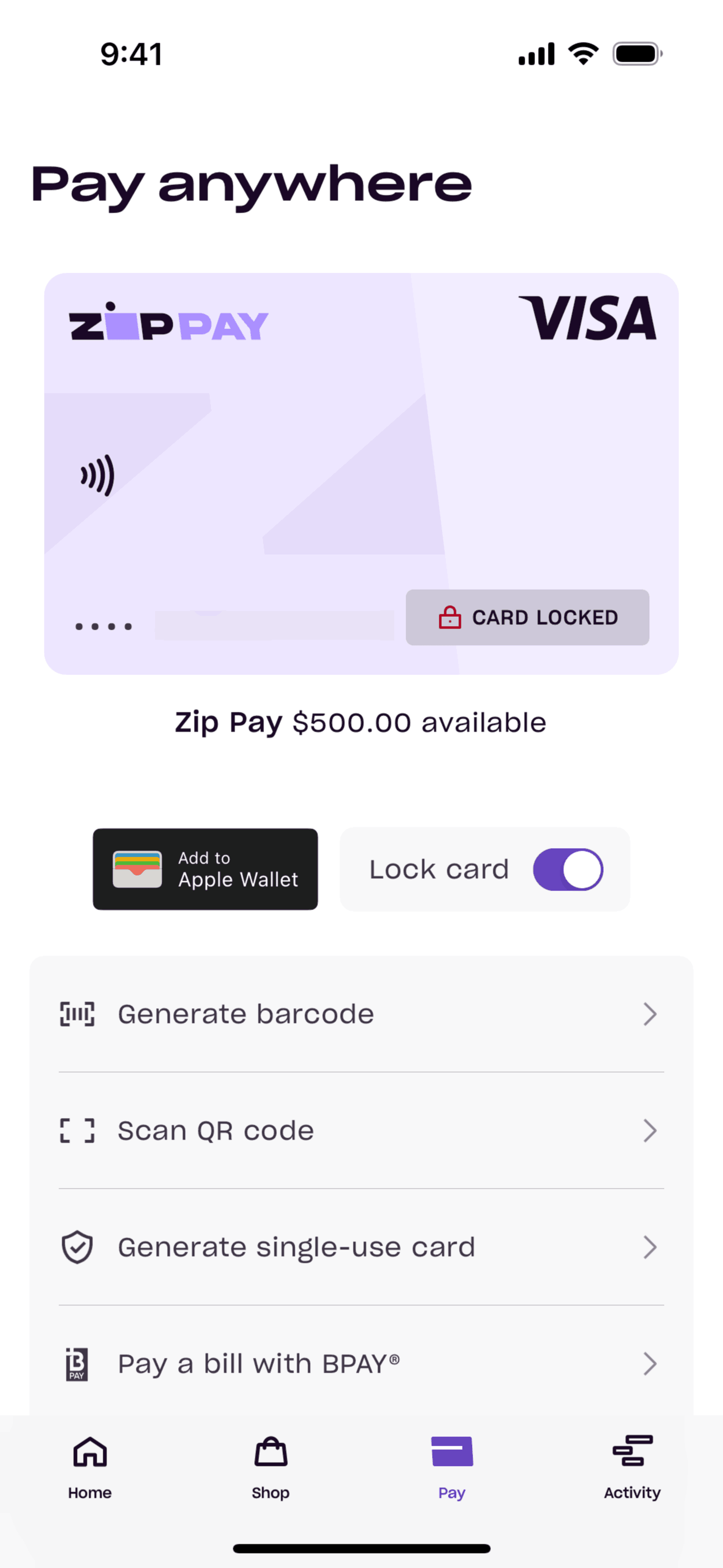 Zip iOS Finance interface screenshot 21