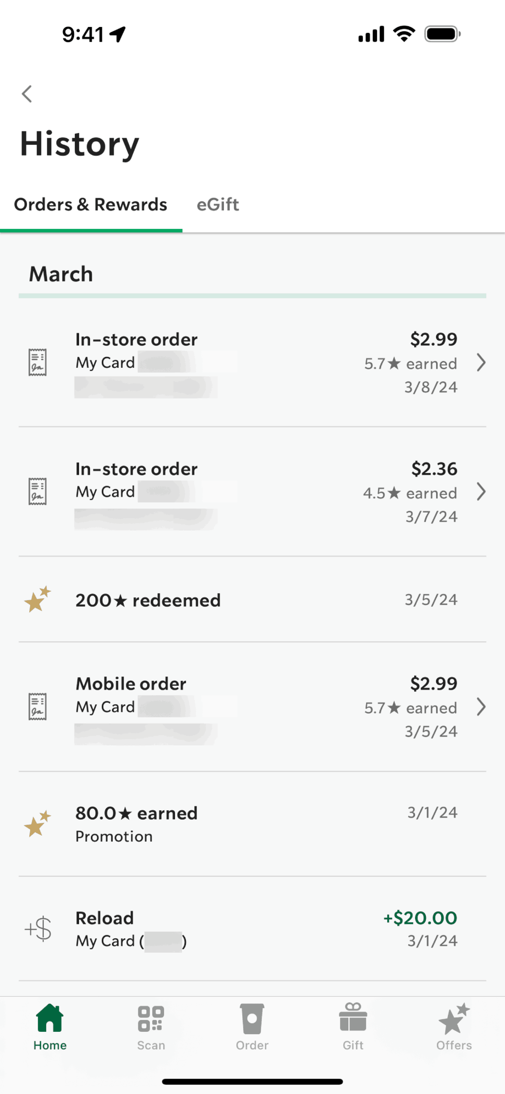 Starbucks iOS Food & Drink interface screenshot 10