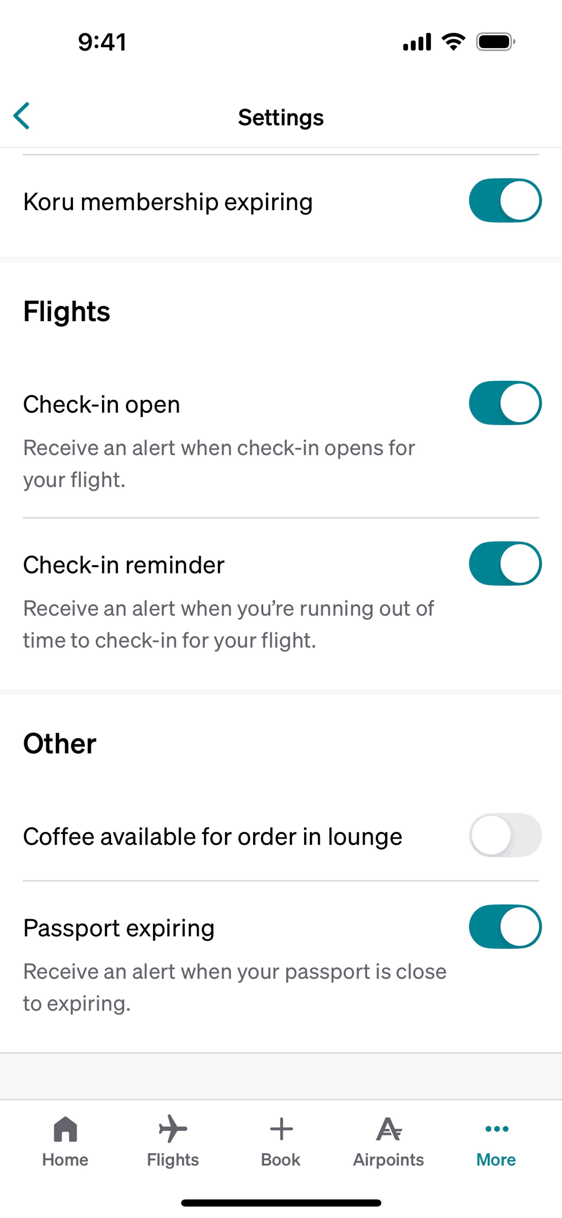 Air NZ iOS Travel & Transportation interface screenshot 22
