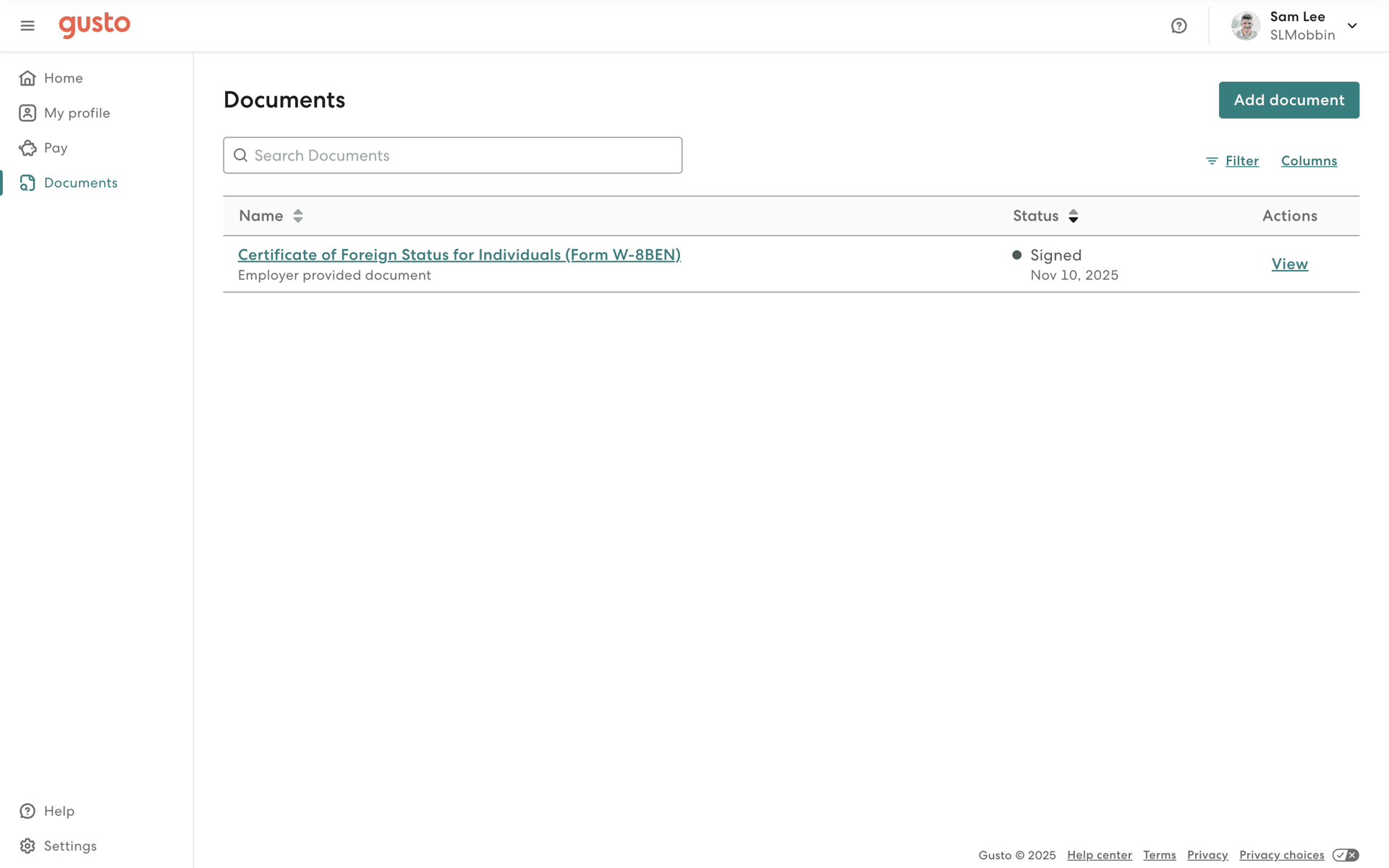 Gusto Web Finance interface screenshot 11