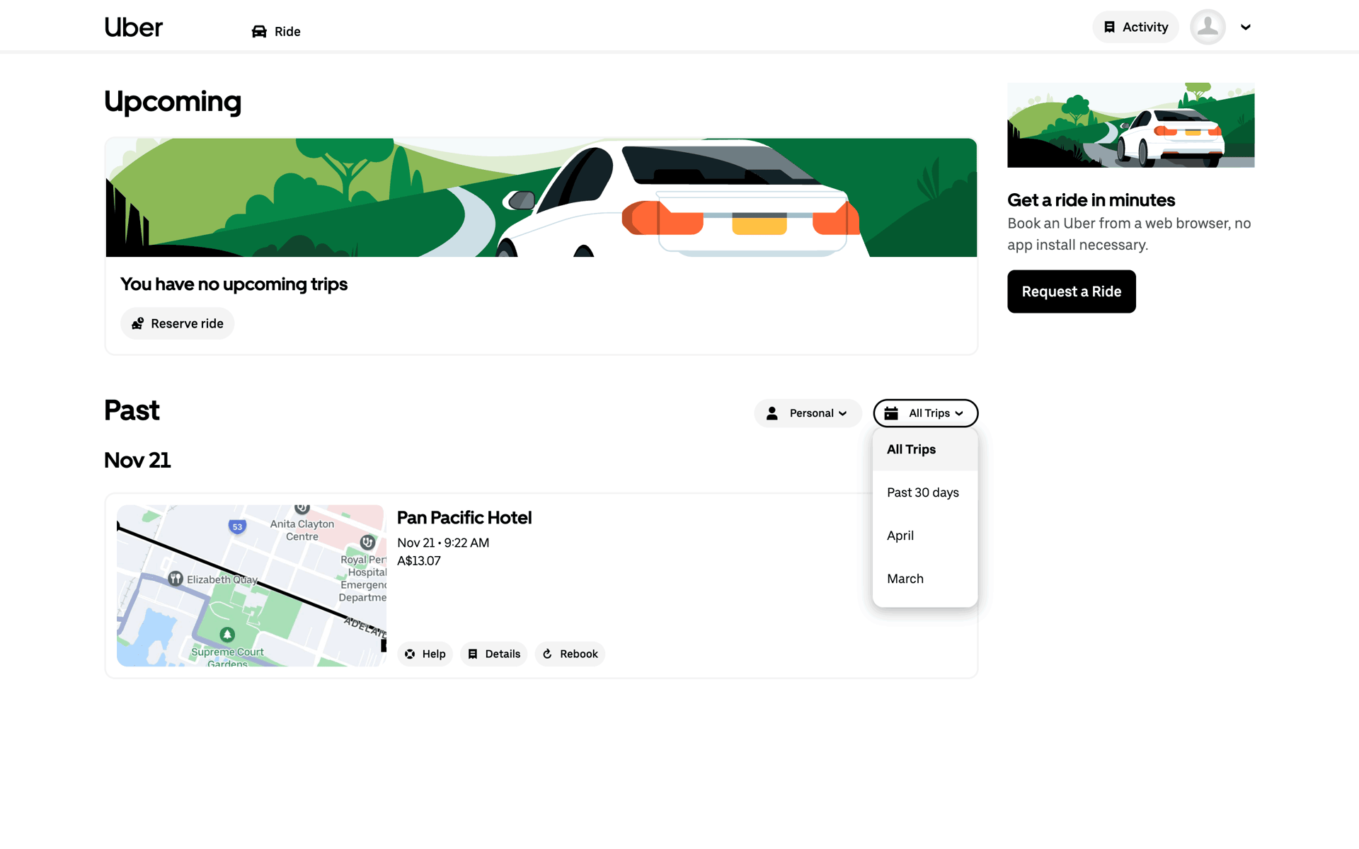 Uber Web Travel & Transportation interface screenshot 10