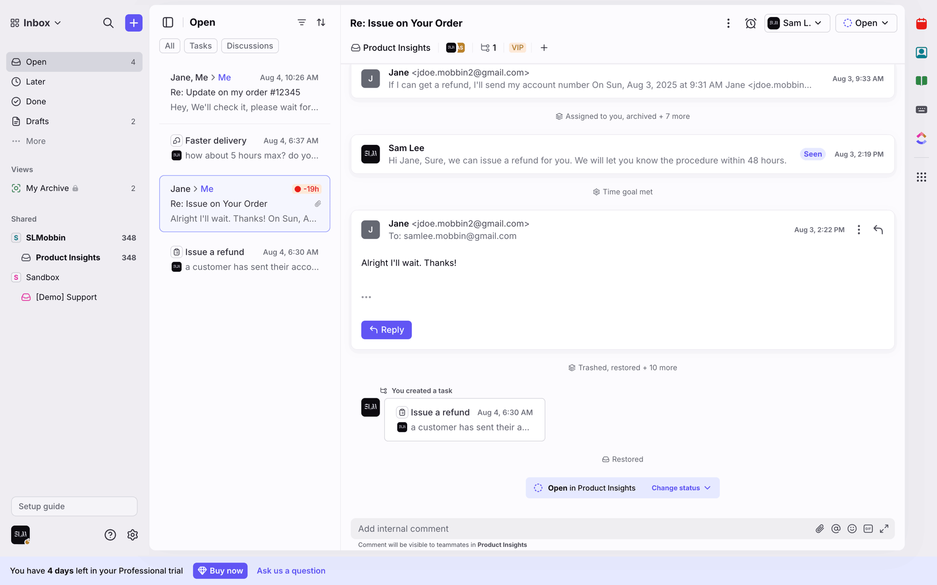 Front Web Business interface screenshot 4