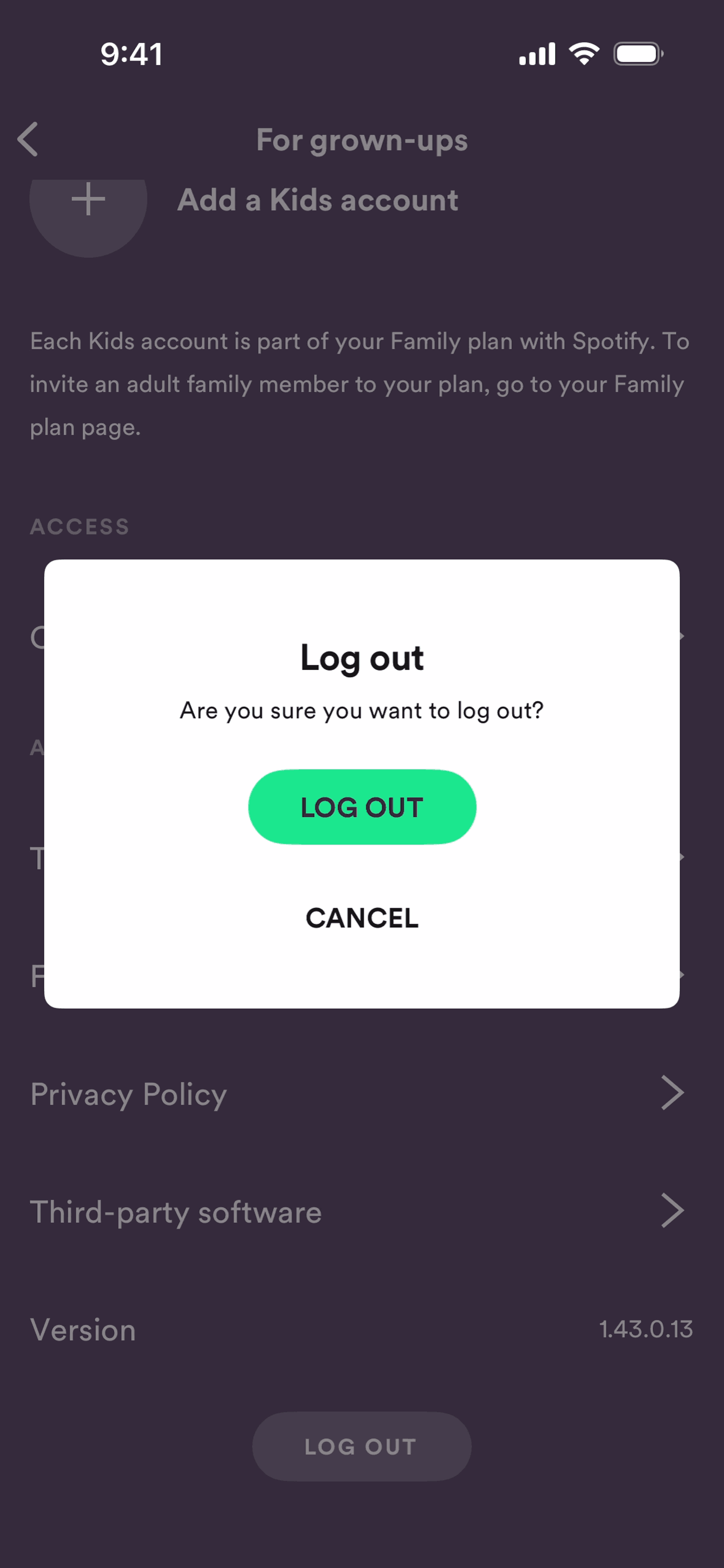 Spotify Kids iOS Music & Audio interface screenshot 2