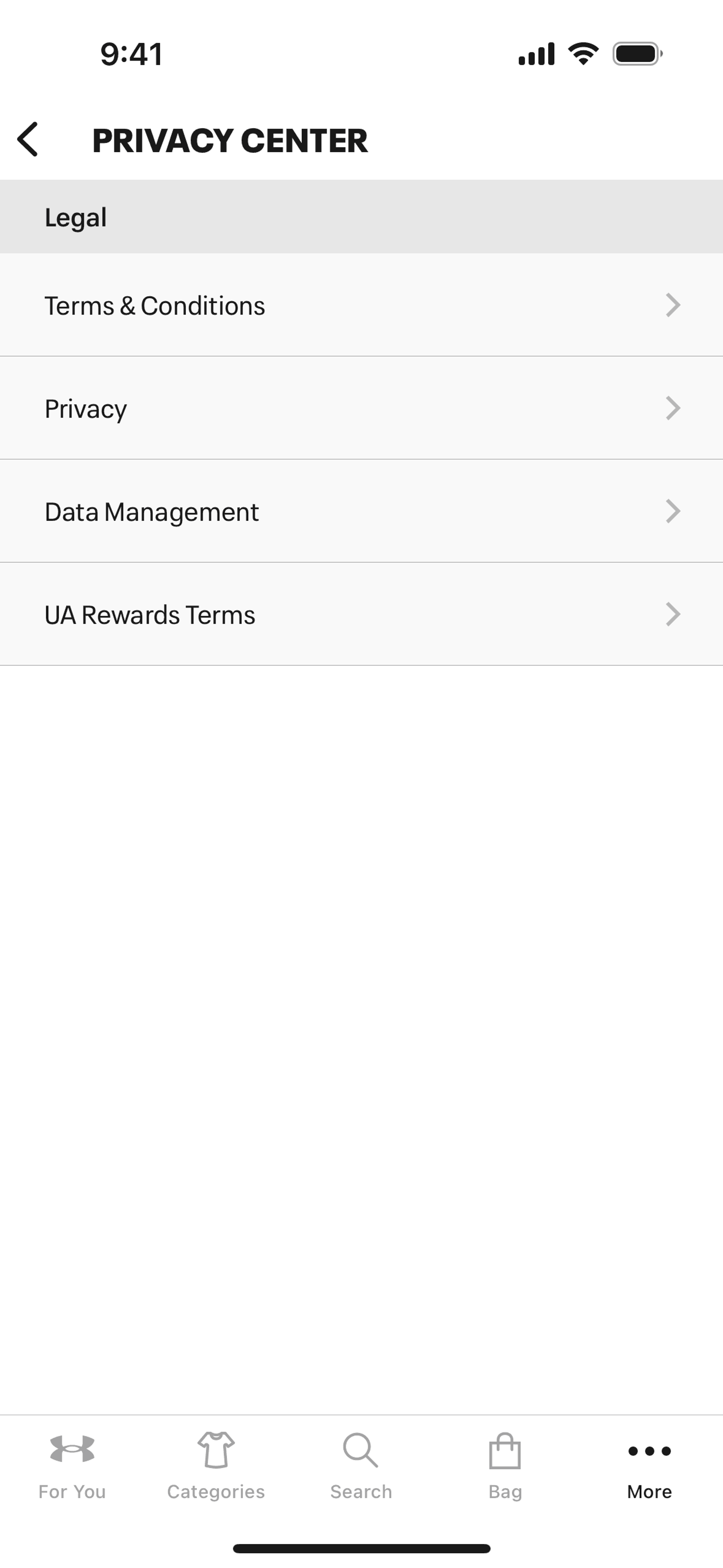Under Armour iOS Shopping interface screenshot 10