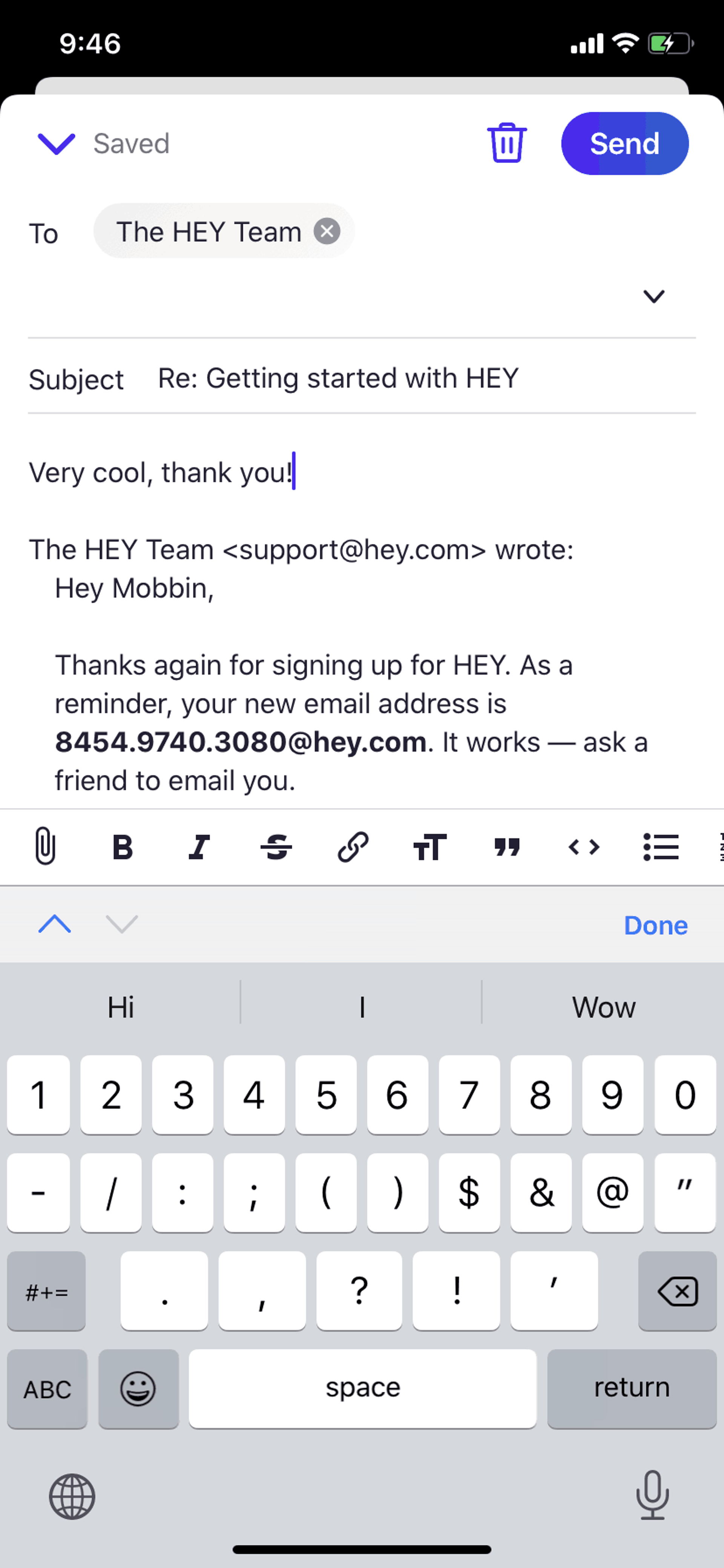 HEY iOS Productivity interface screenshot 18