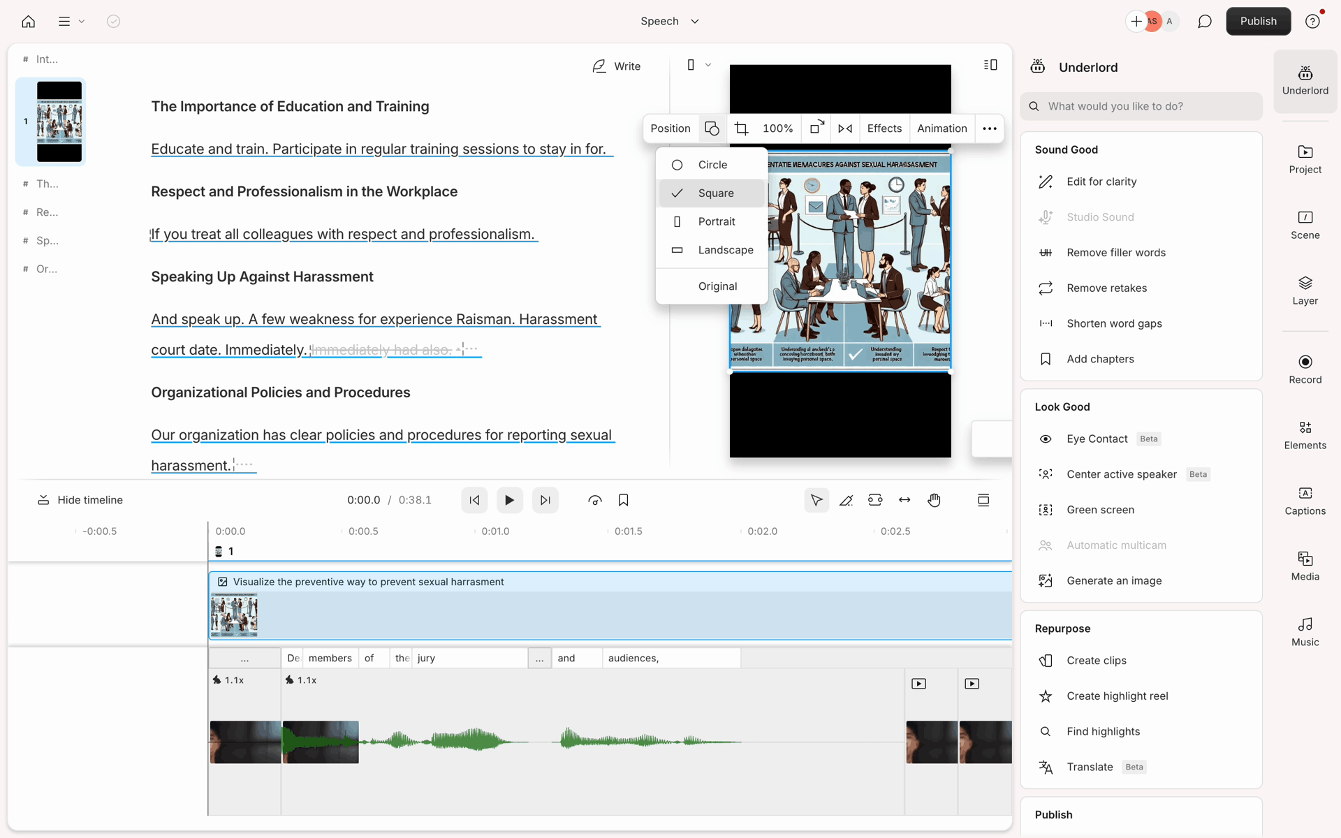 Descript Web Photo & Video interface screenshot 22