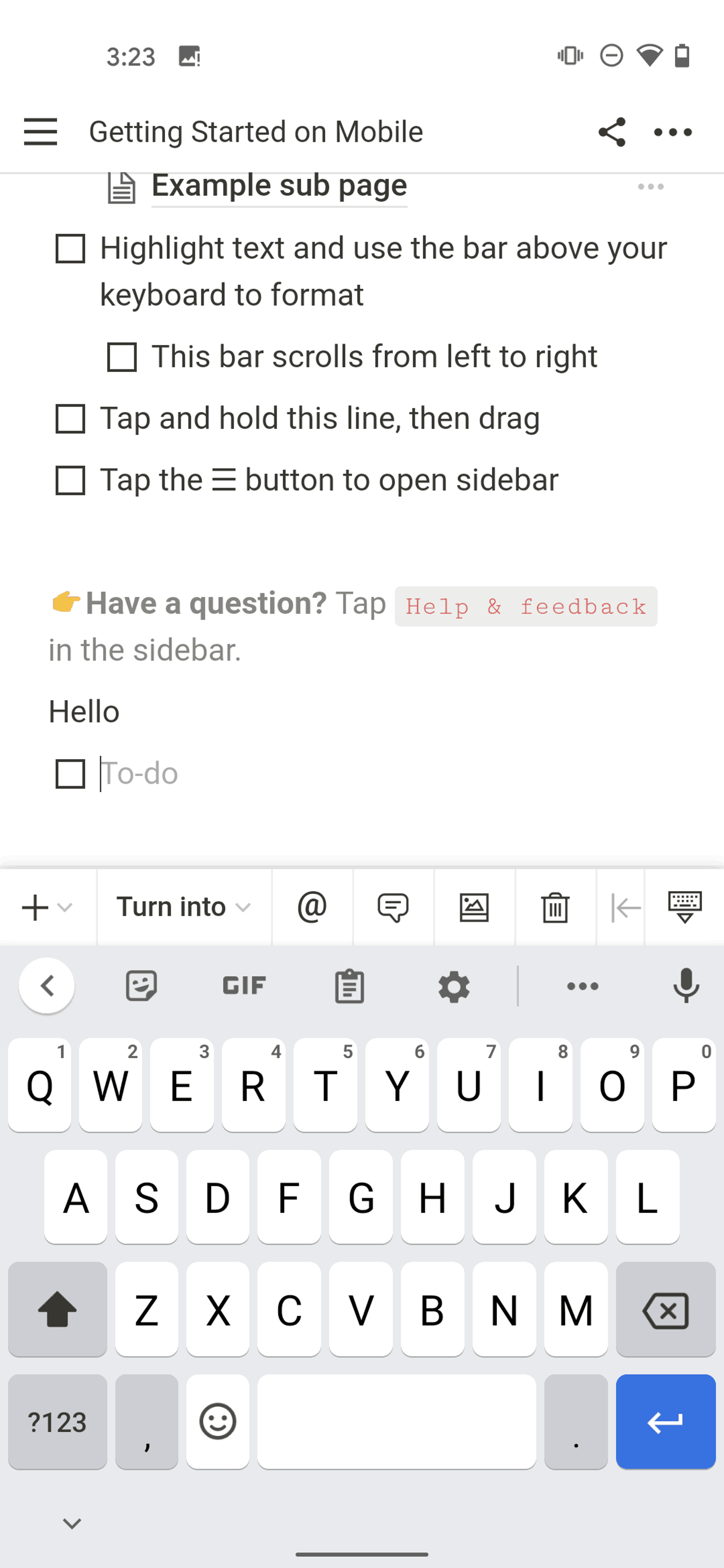 Notion Android Collaboration interface screenshot 19