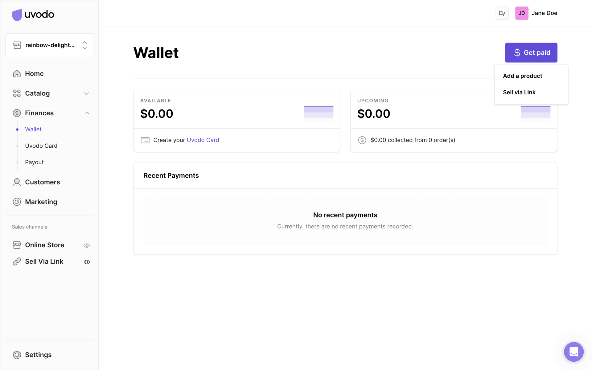 Uvodo Web Business interface screenshot 11