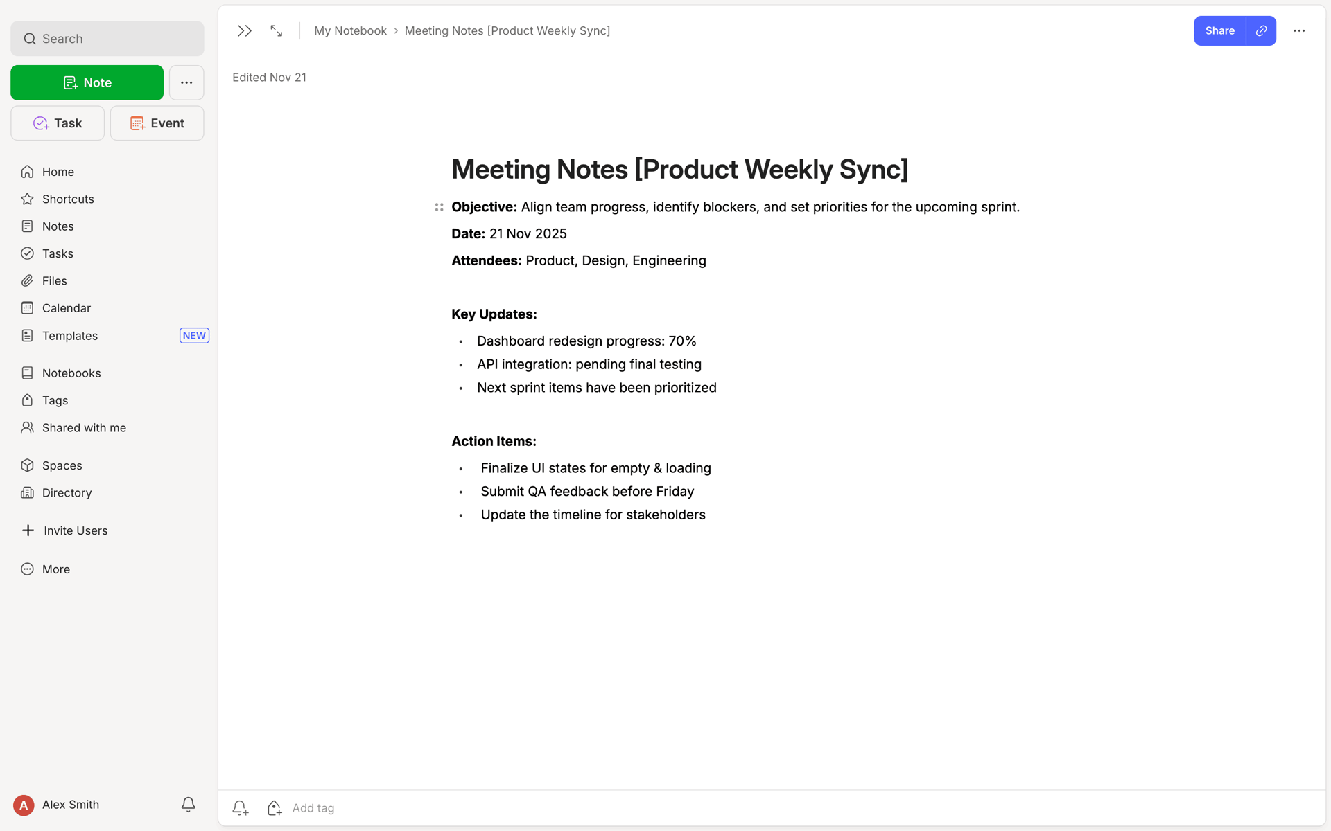 Evernote Web Productivity interface screenshot 10