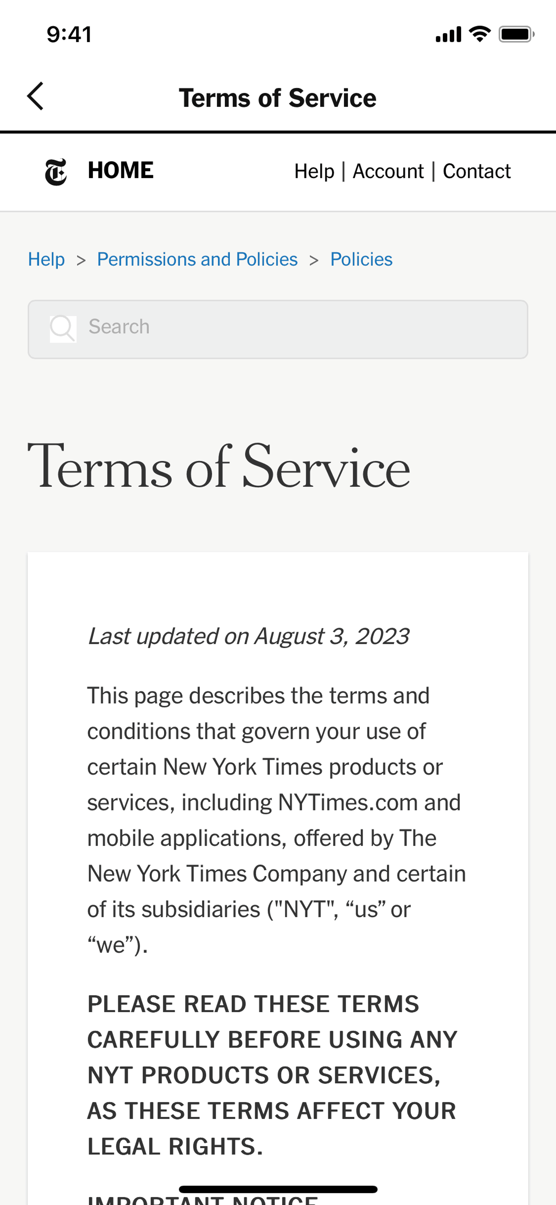 The New York Times iOS News interface screenshot 16
