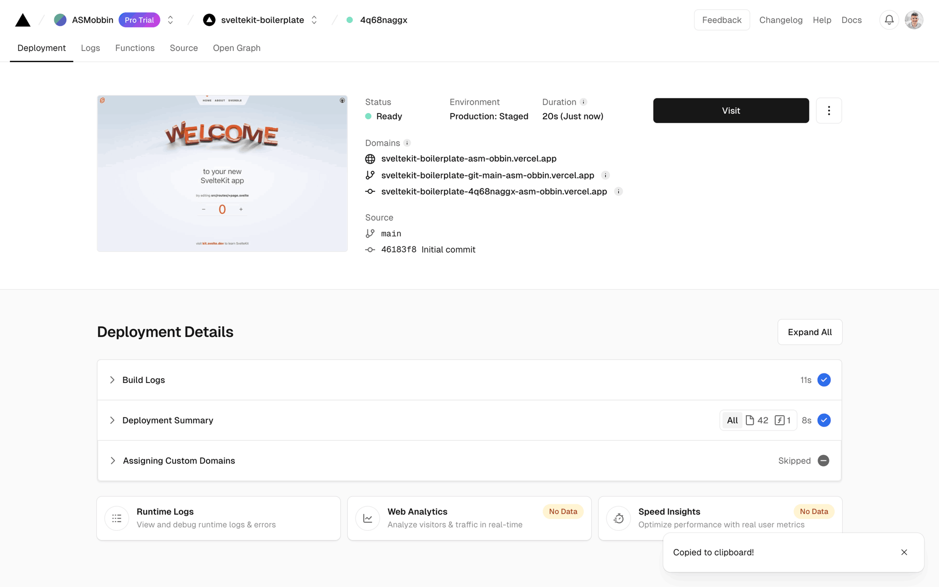 Vercel Web Developer Tools interface screenshot 9