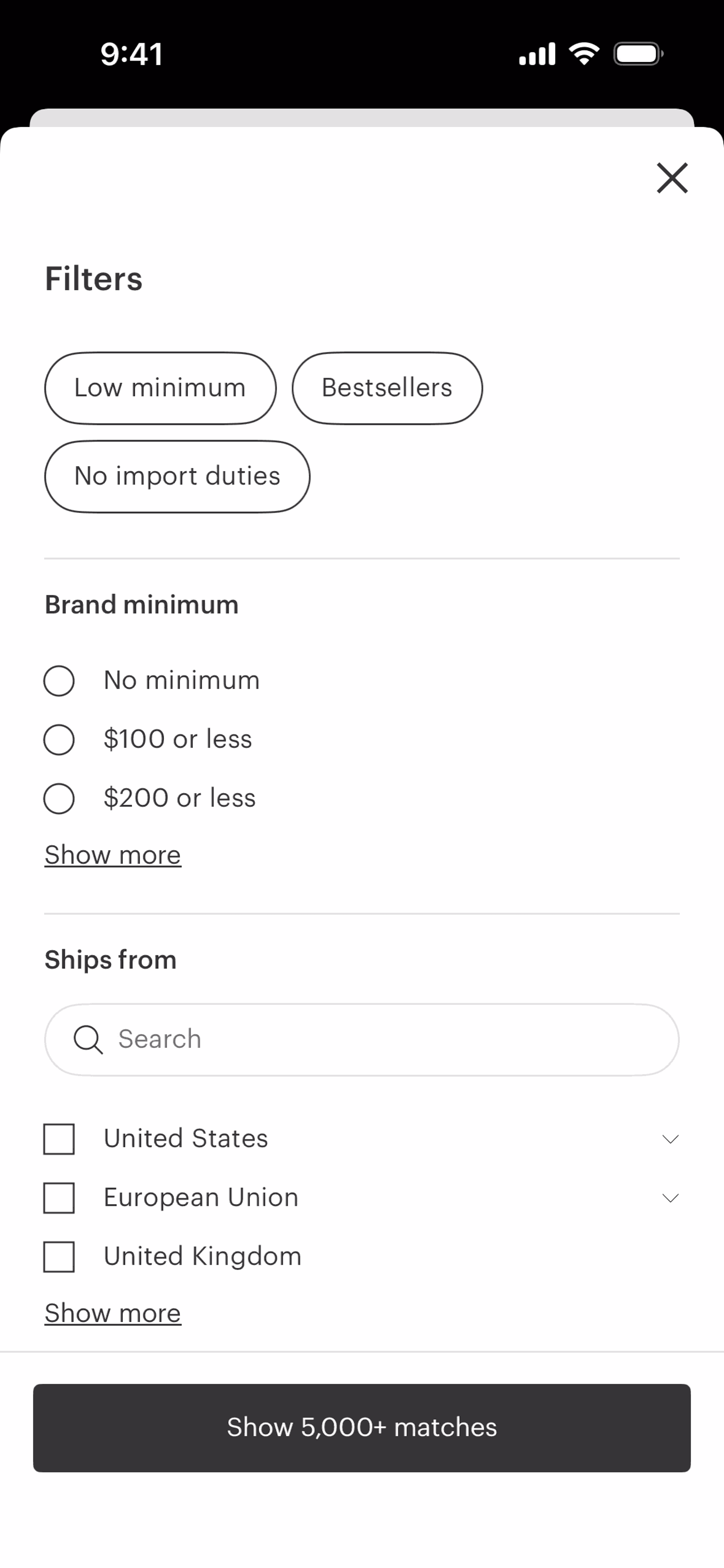 Faire Wholesale iOS Shopping interface screenshot 24