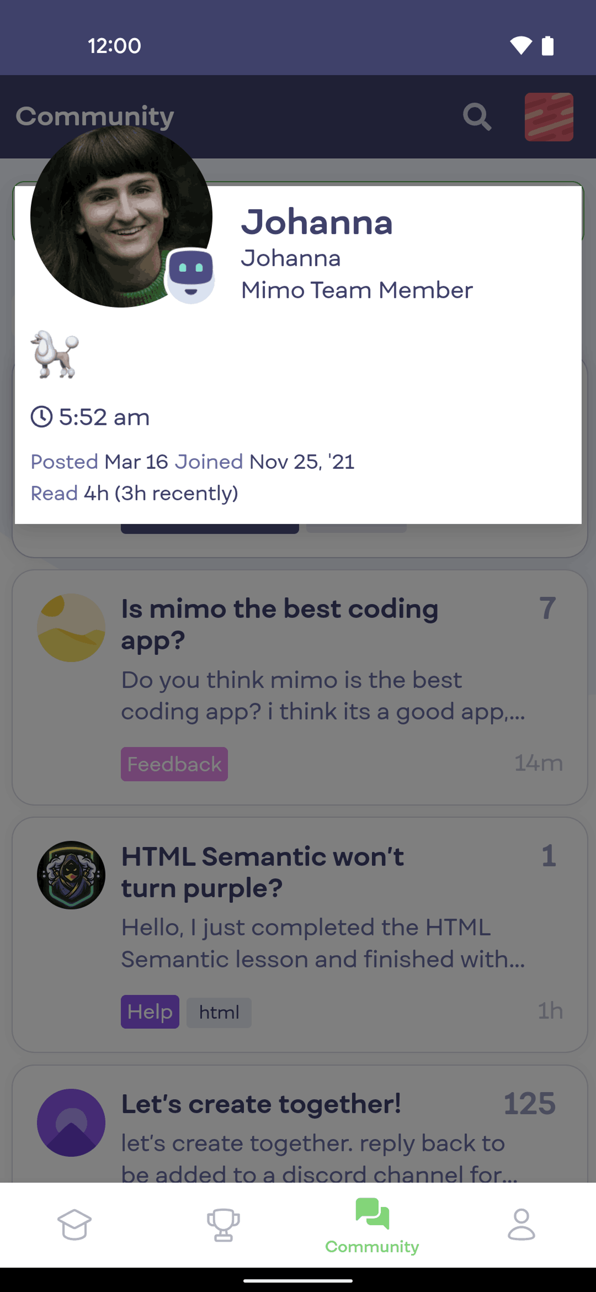 Mimo Android Education interface screenshot 9