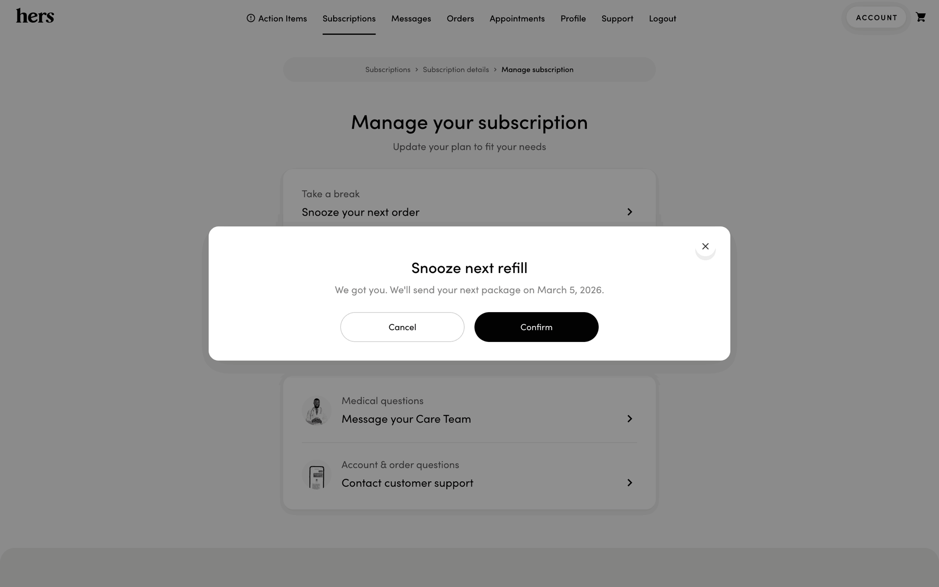 Hers Web Medical interface screenshot 20