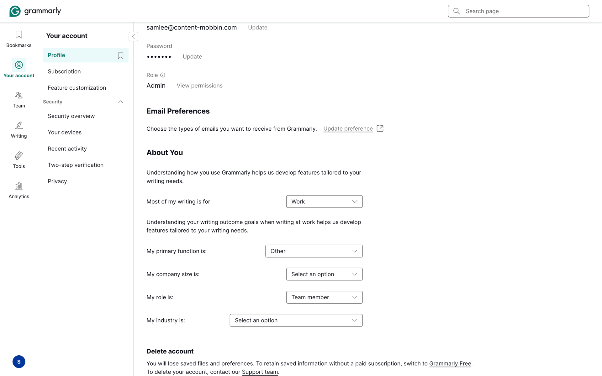 Grammarly Web AI interface screenshot 8