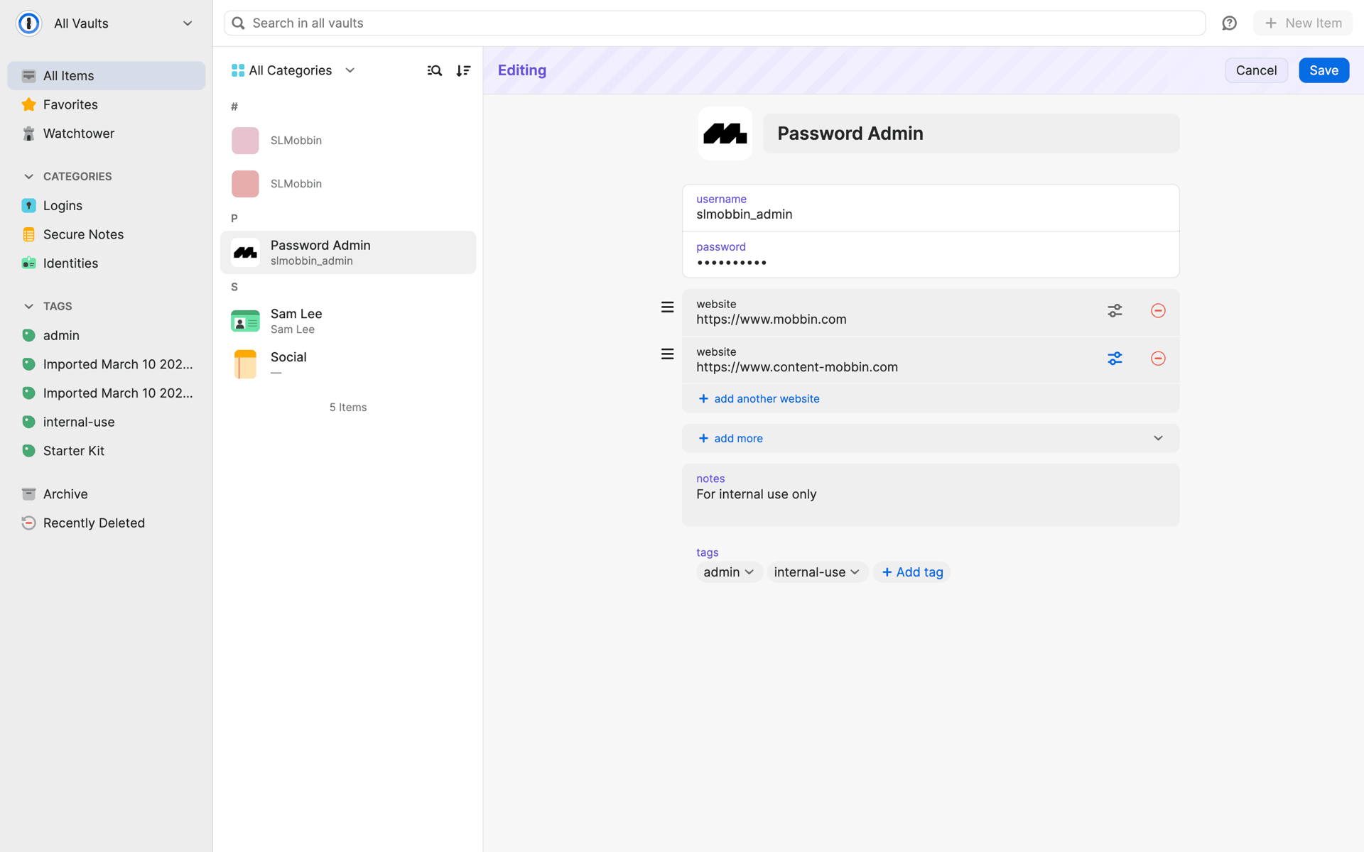 1Password Web Productivity interface screenshot 10