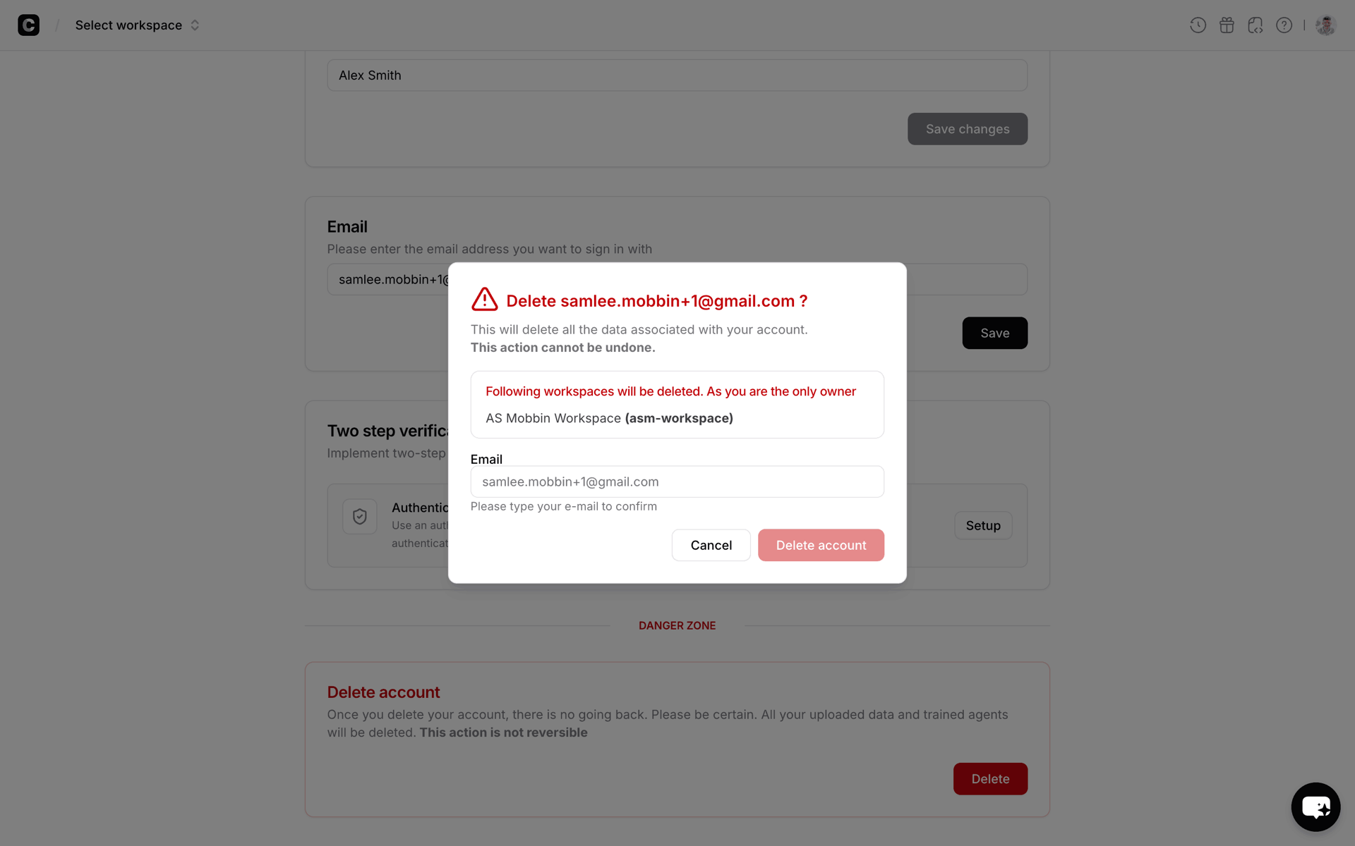 Chatbase Web Business interface screenshot 24