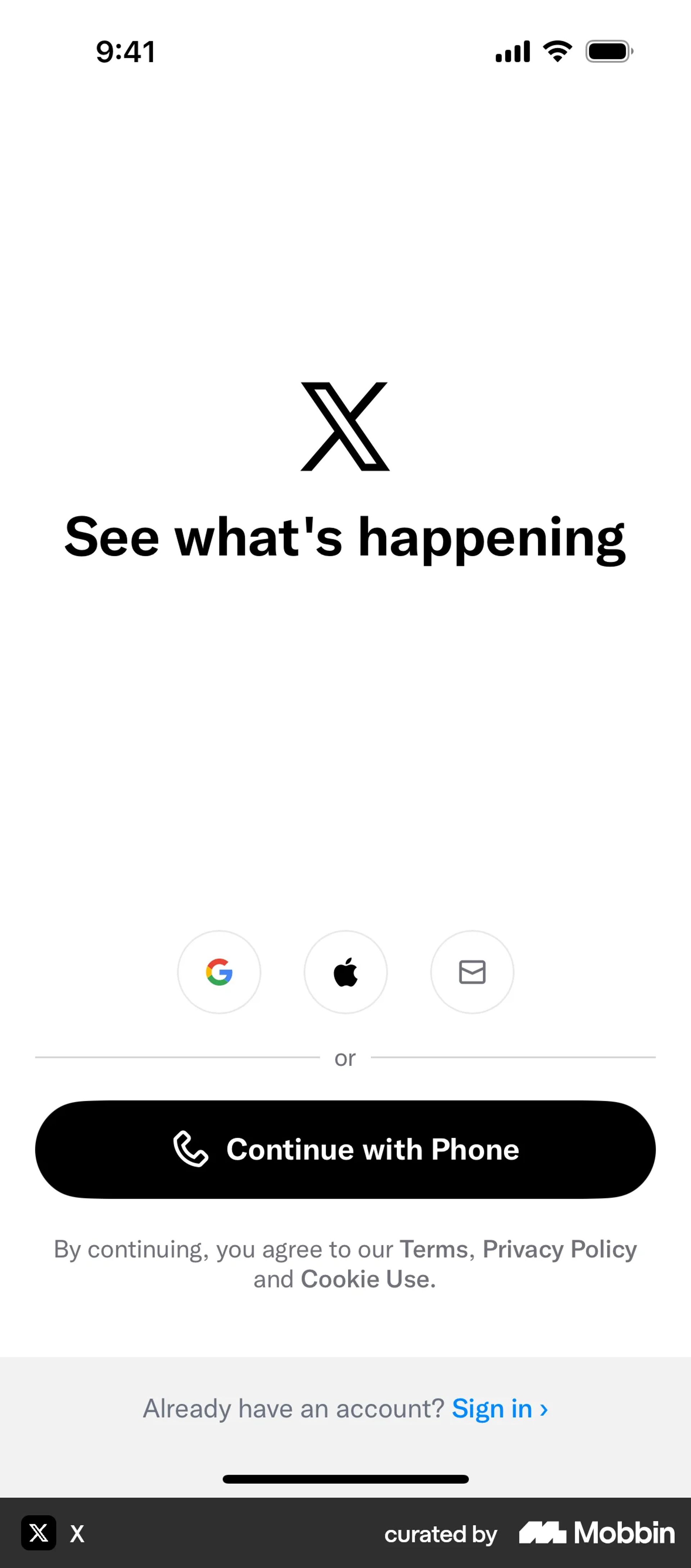 Onboarding on X (ios) screen 2