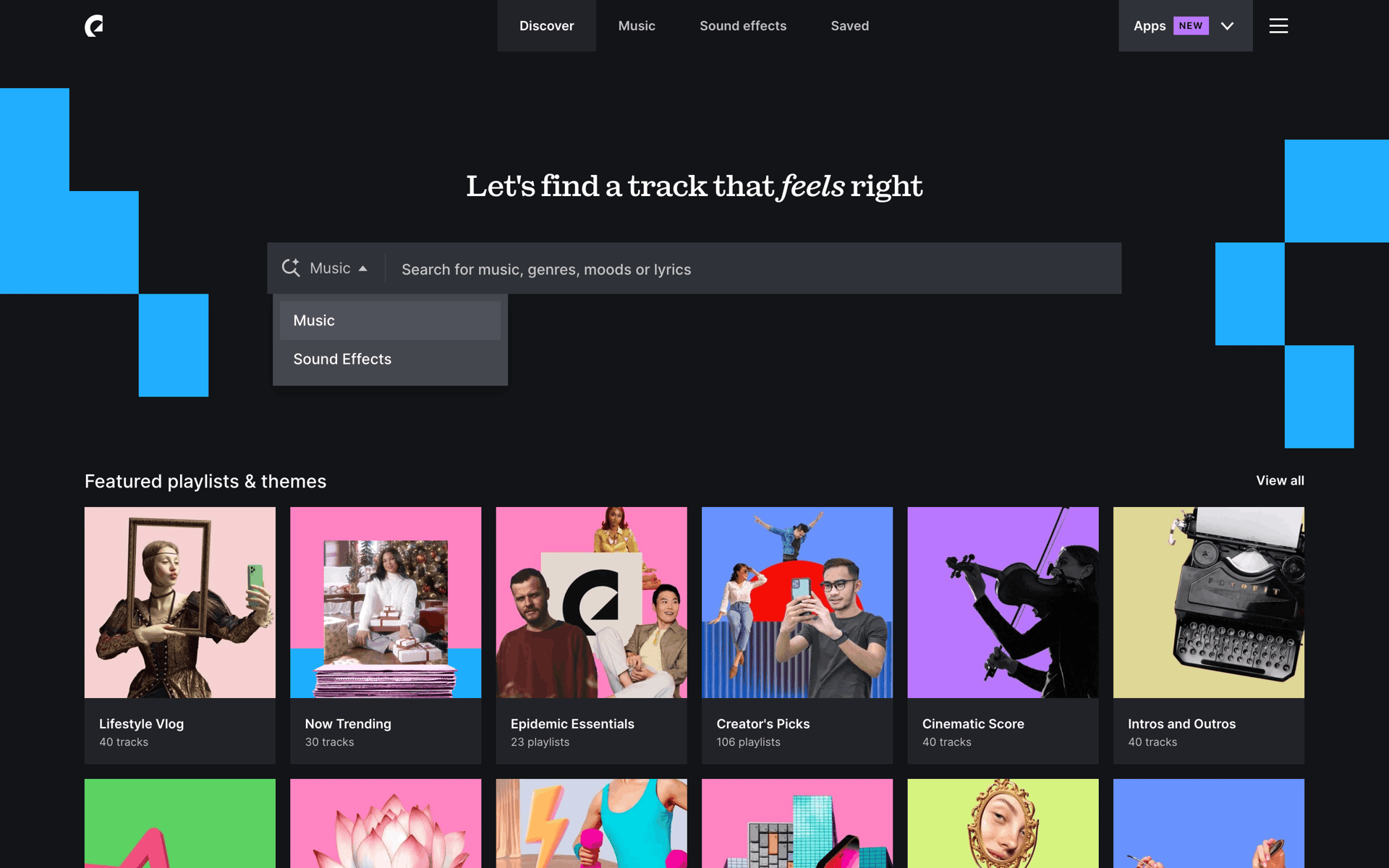 Epidemic Sound Web Entertainment interface screenshot 23