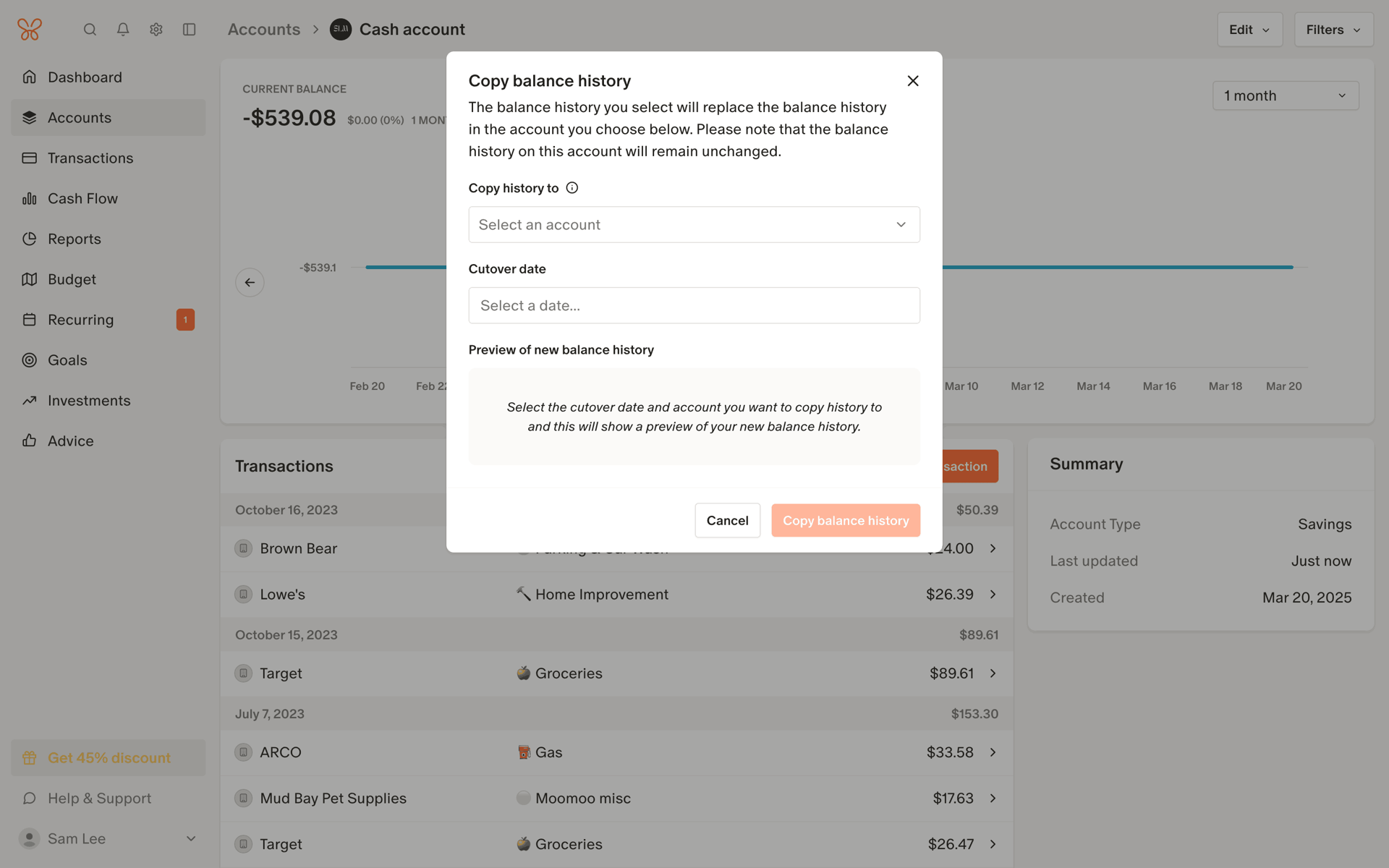 Monarch Web Finance interface screenshot 9