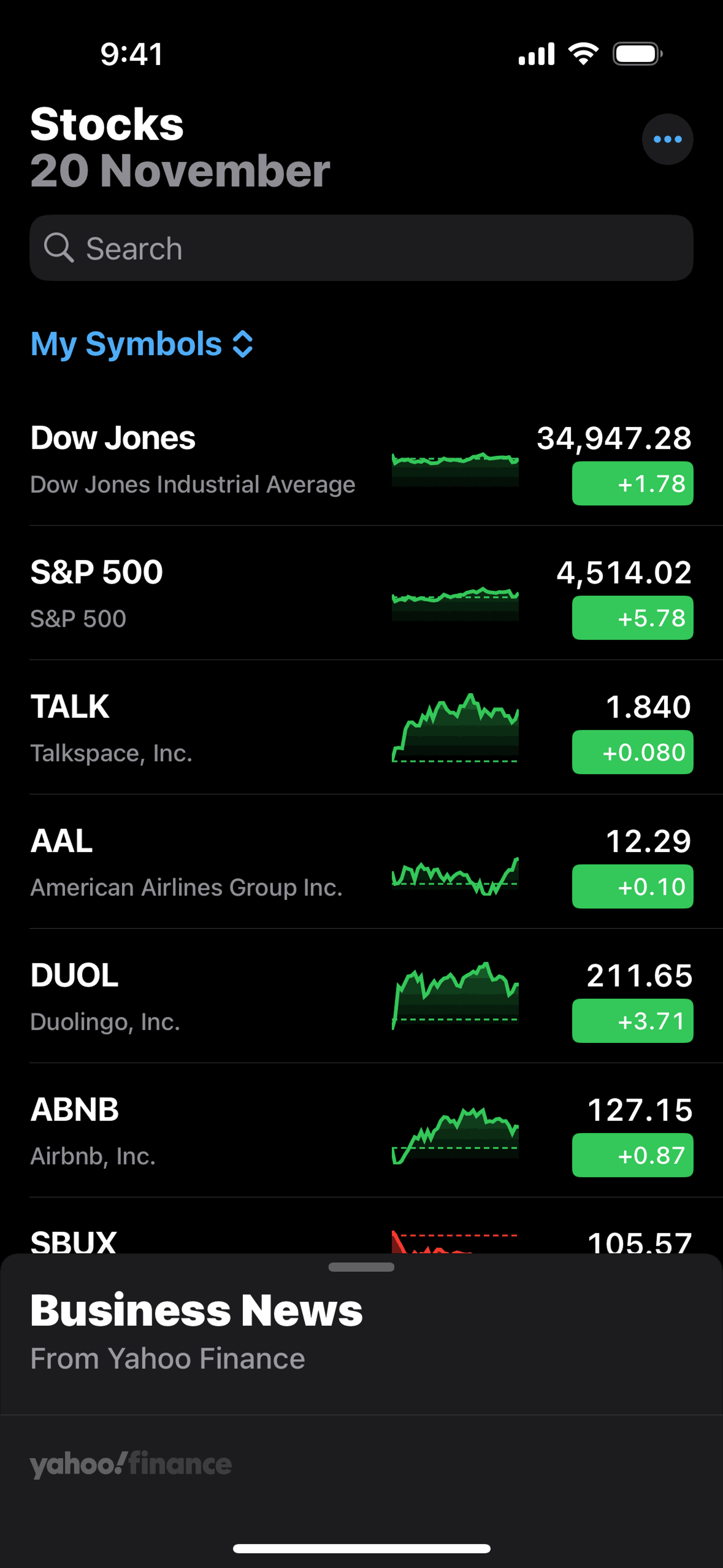 Stocks iOS Finance interface screenshot 23
