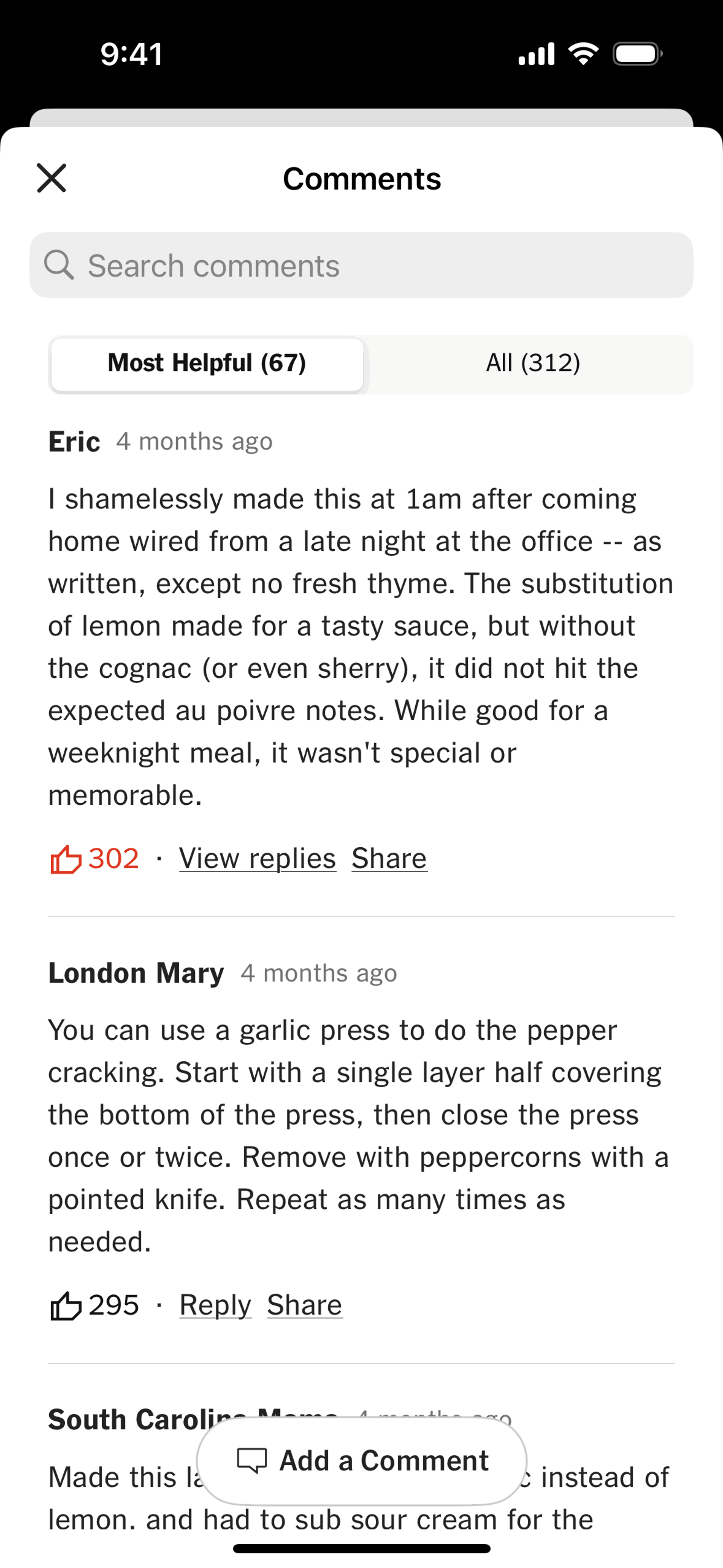 NYT Cooking iOS Food & Drink interface screenshot 10