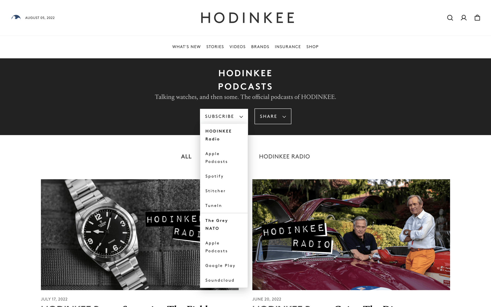 HODINKEE Web Lifestyle interface screenshot 10