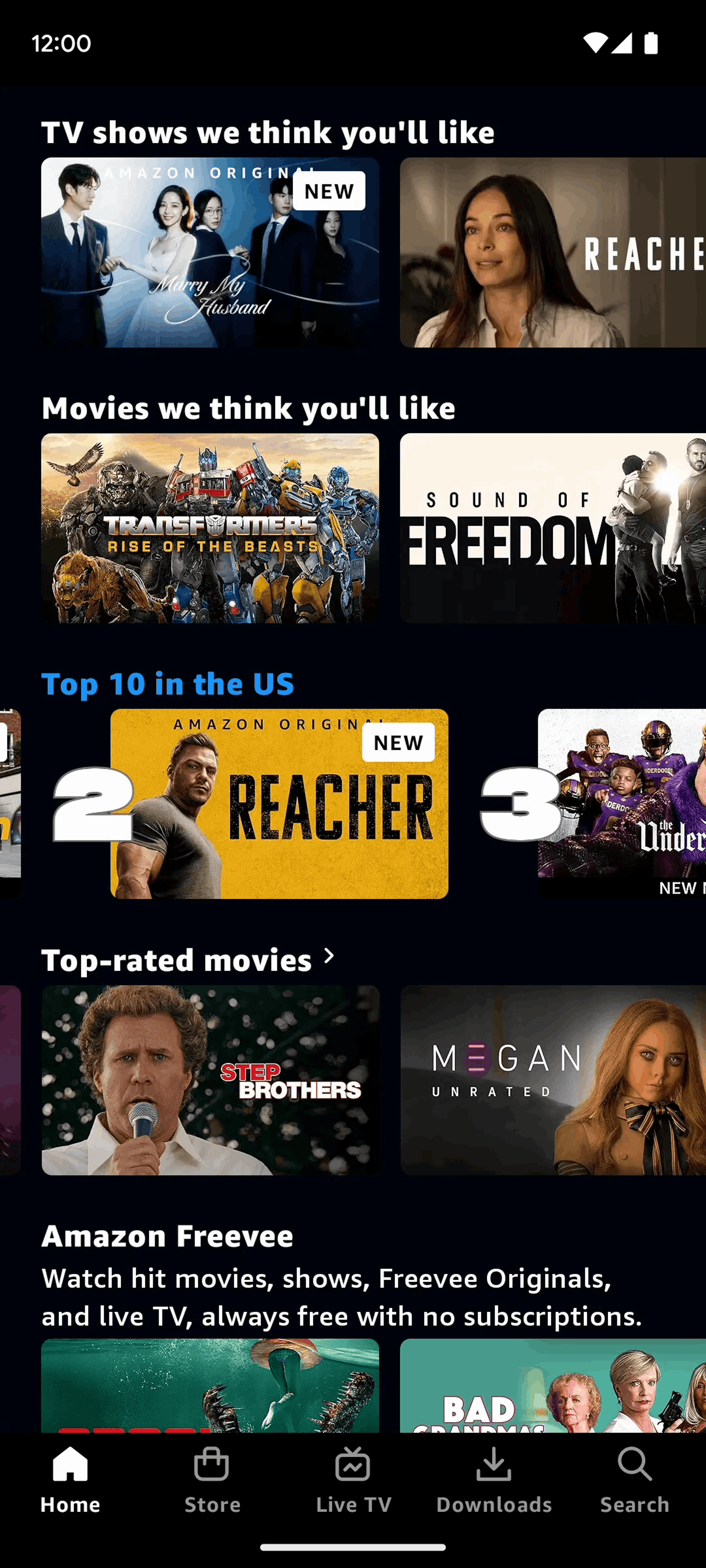 Prime Video Android Entertainment interface screenshot 4