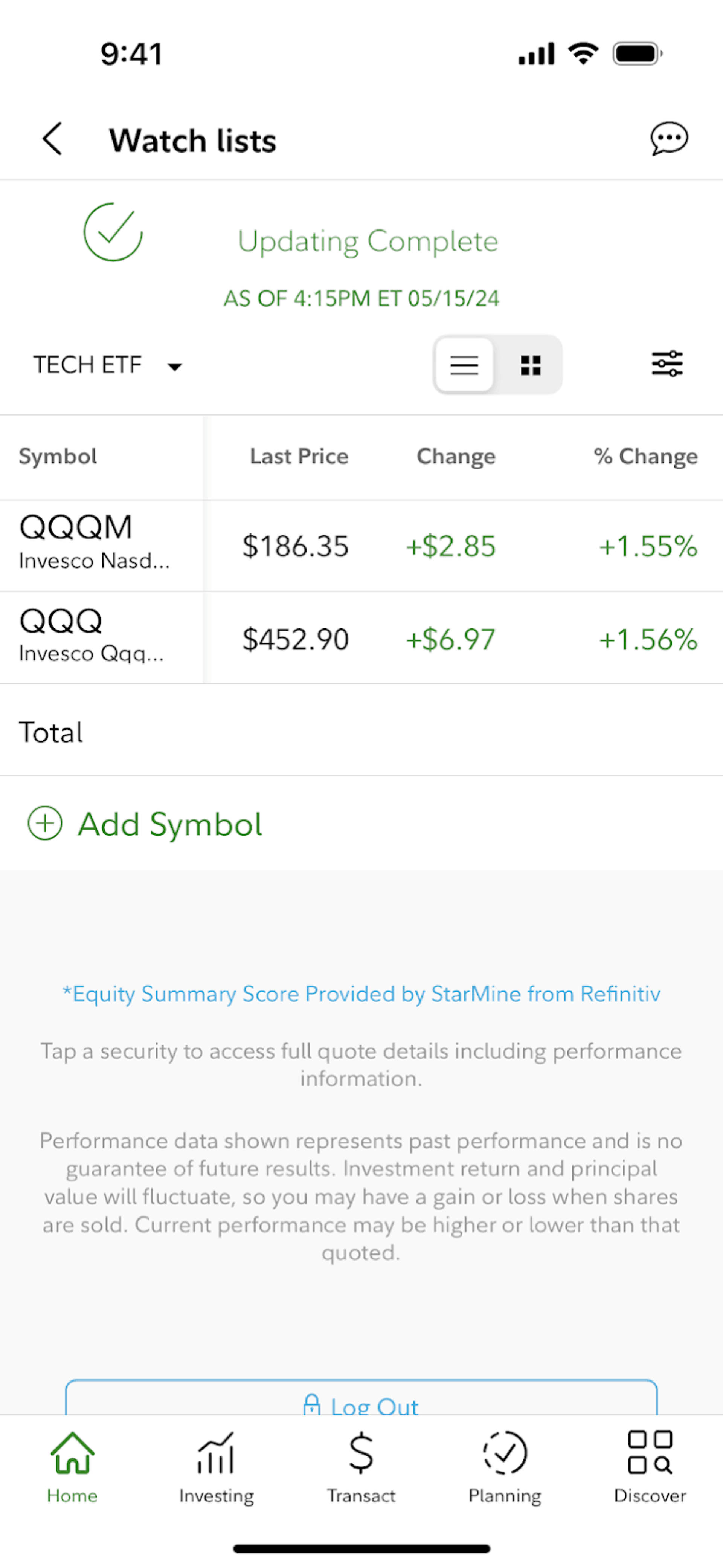 Fidelity iOS Finance interface screenshot 19