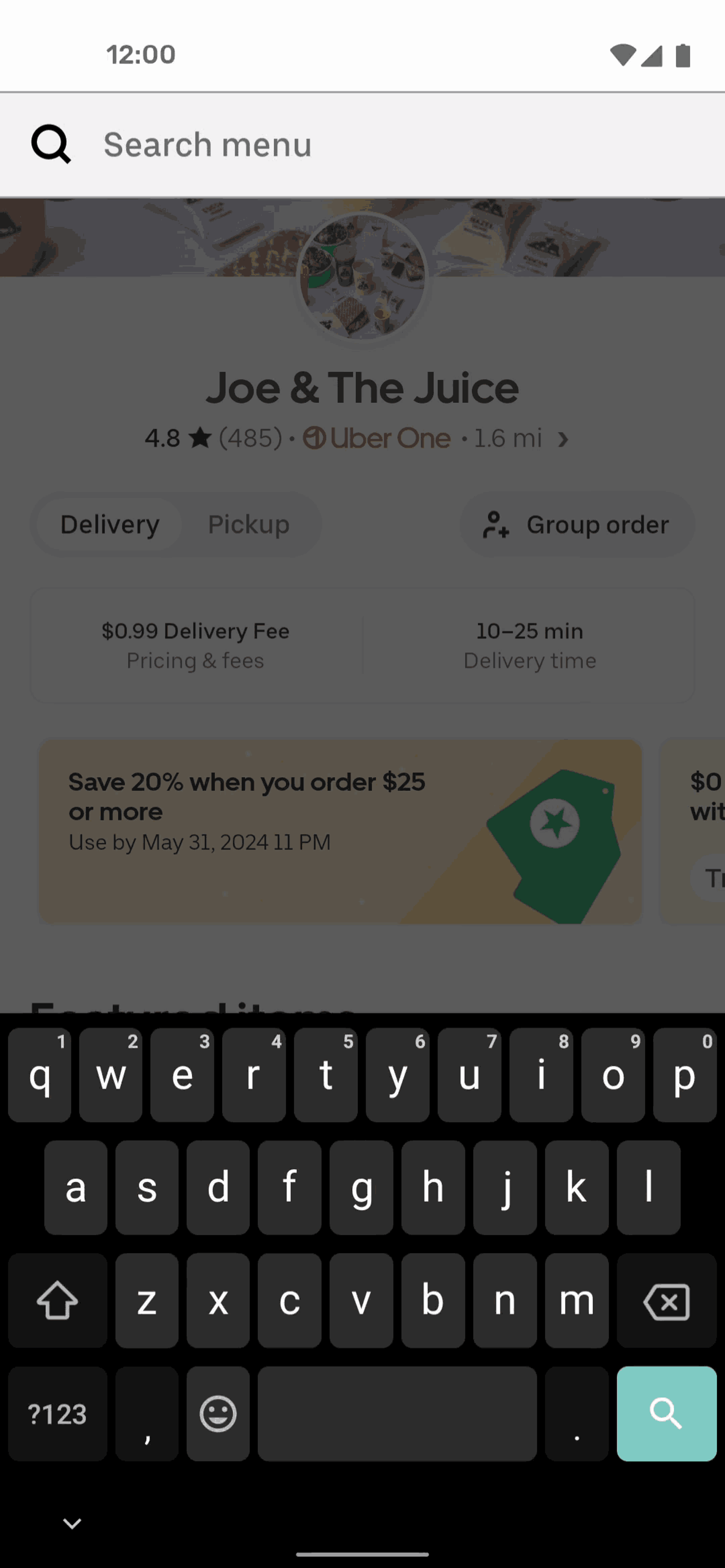 Uber Eats Android Food & Drink interface screenshot 9
