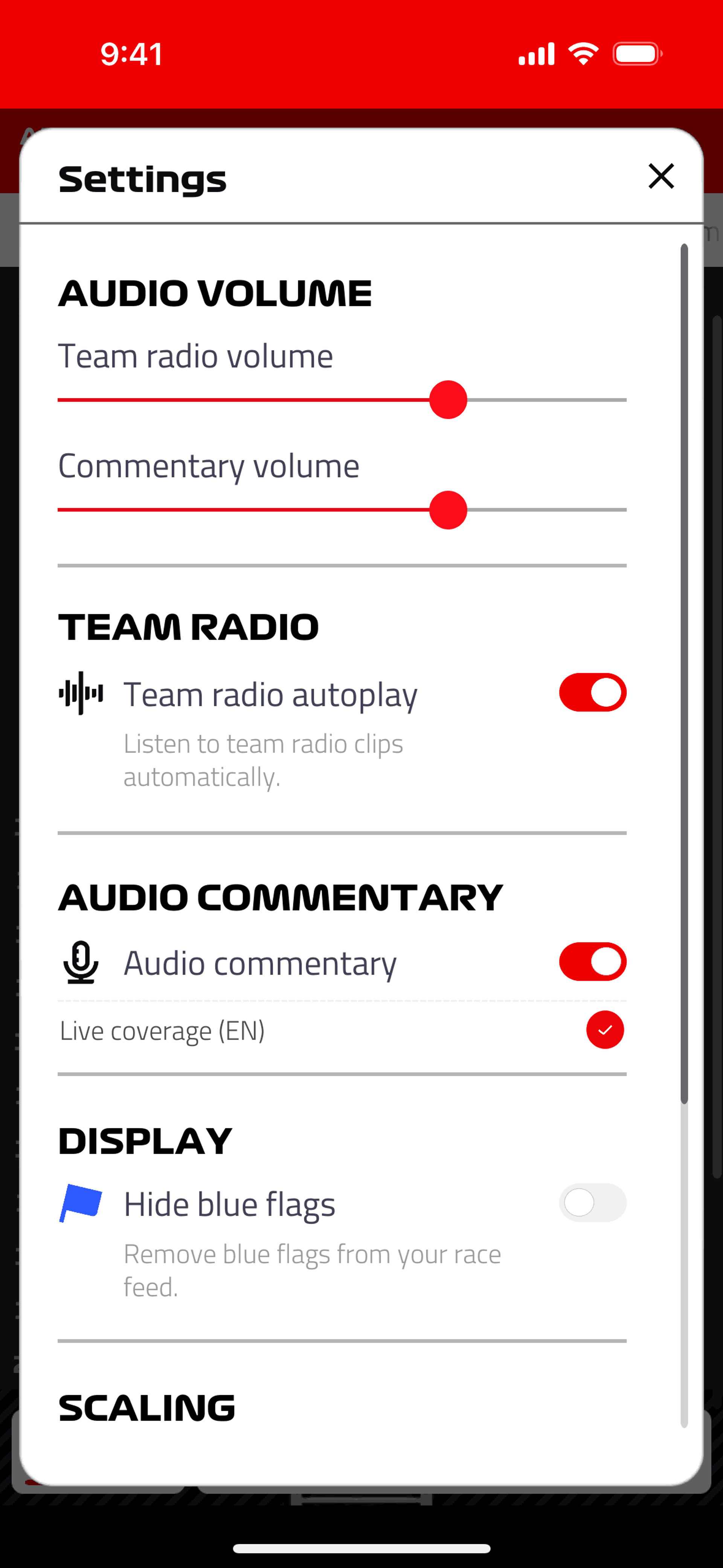 Formula 1® iOS Sports interface screenshot 10