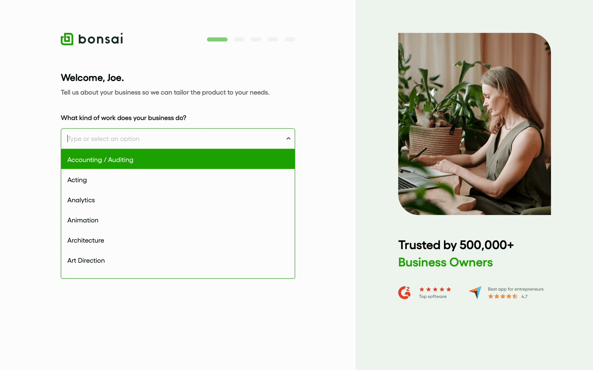 Bonsai Web Finance interface screenshot 8