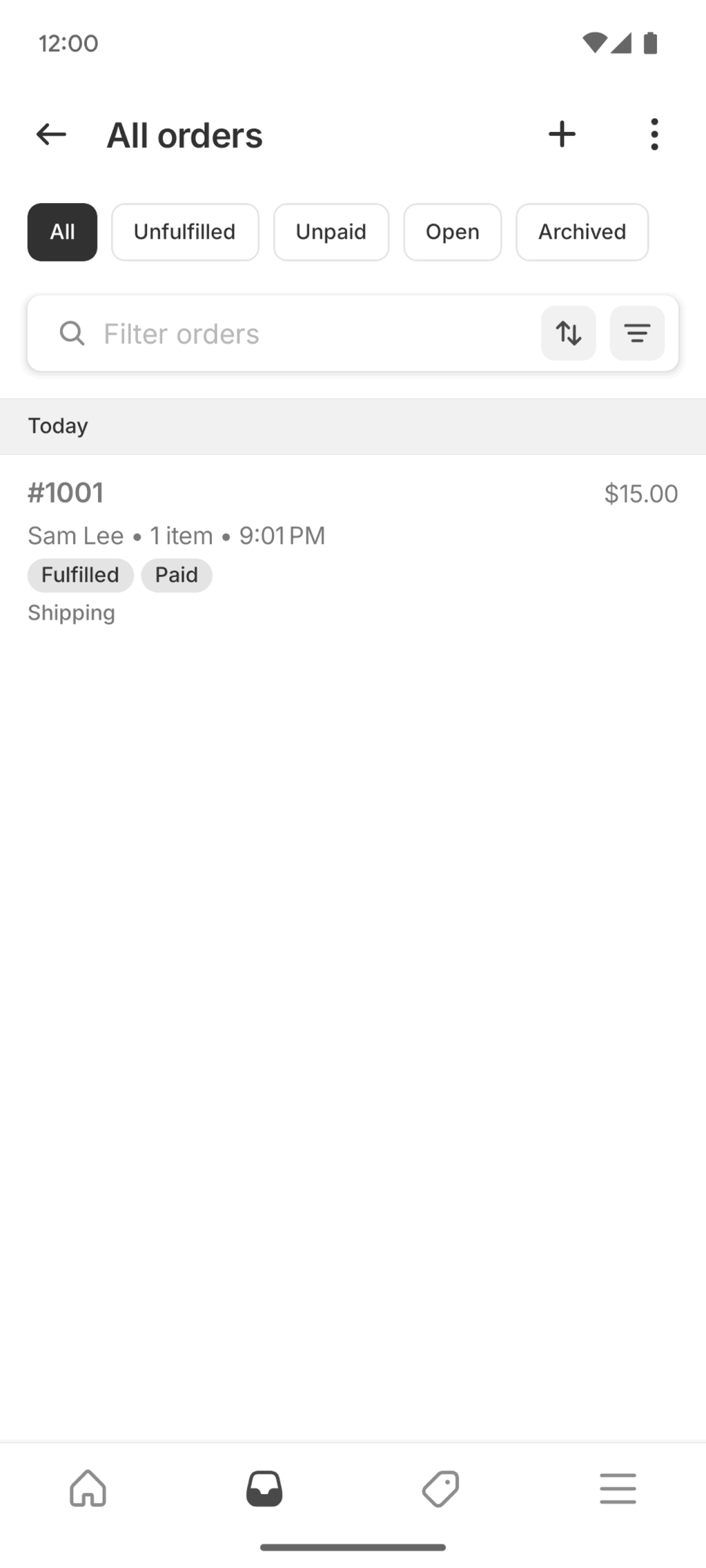 Shopify Android Business interface screenshot 13