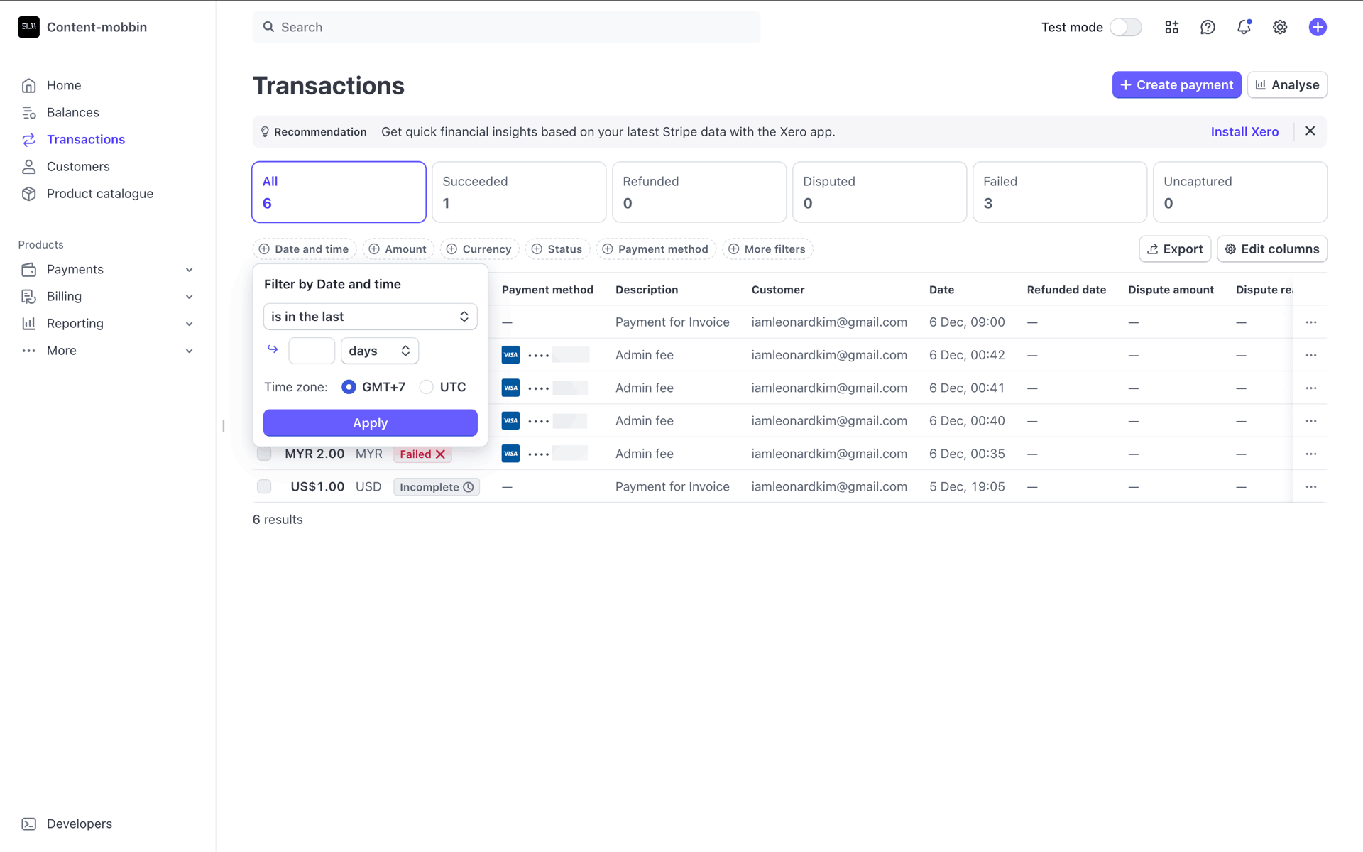 Stripe Web Business interface screenshot 20