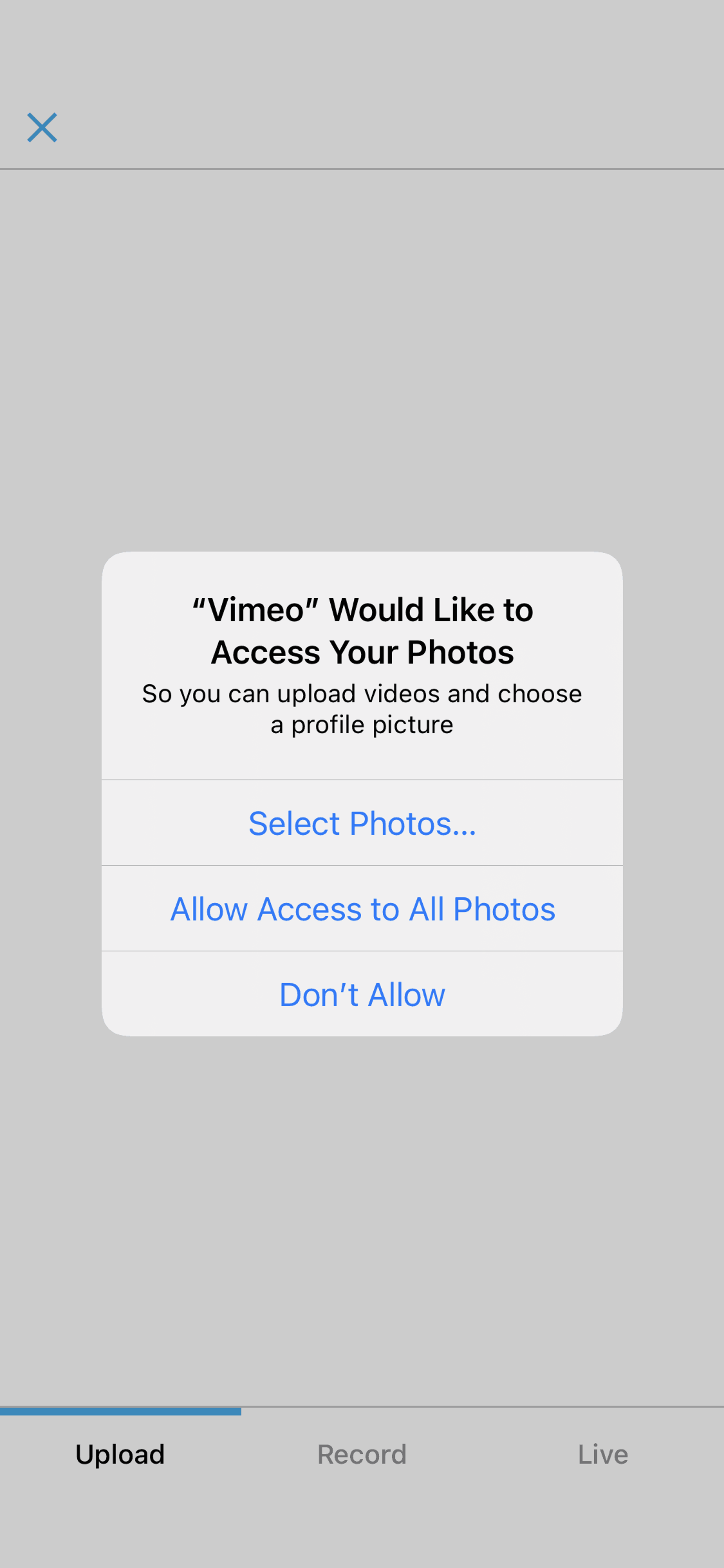 Vimeo iOS Photo & Video interface screenshot 9