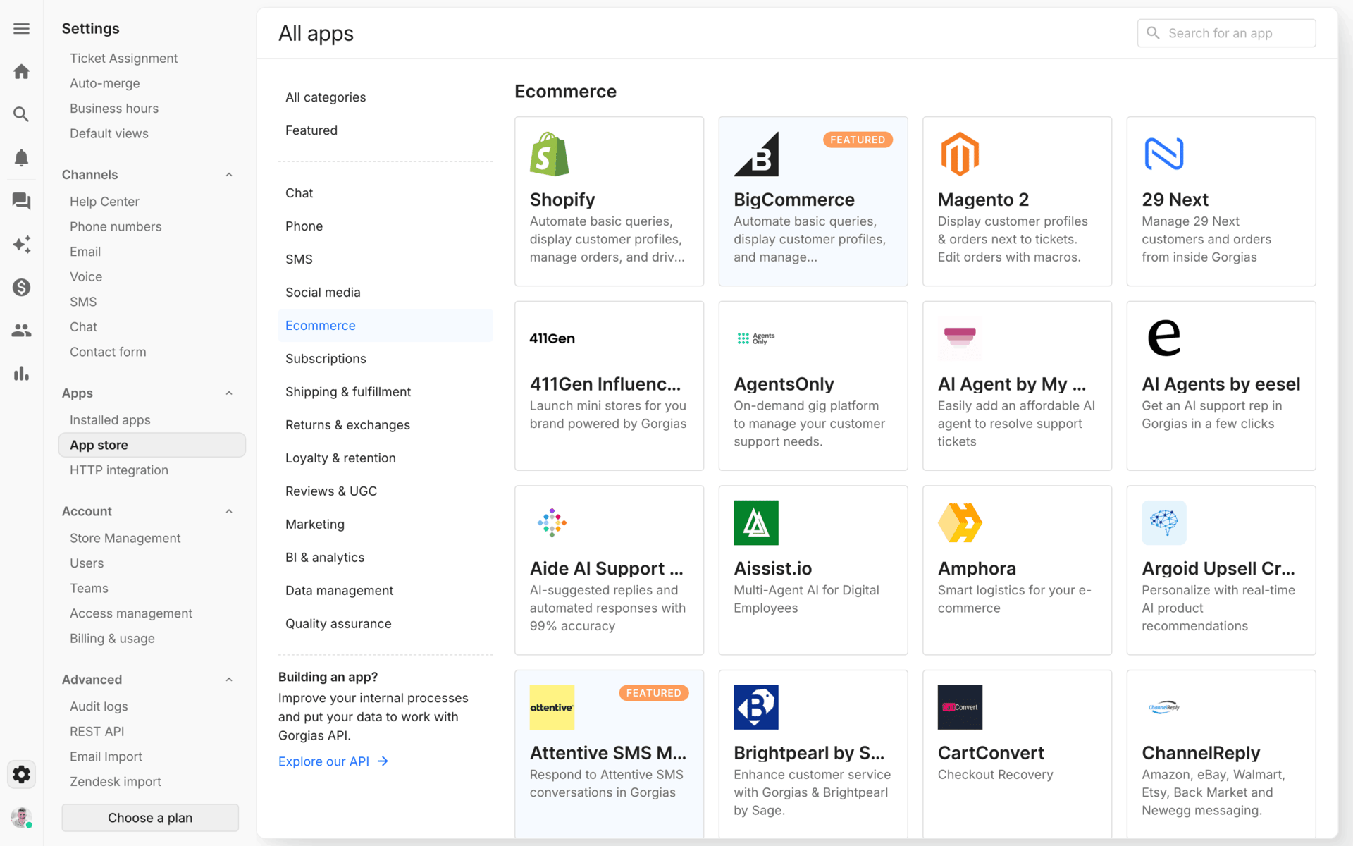 Gorgias Web Business interface screenshot 4