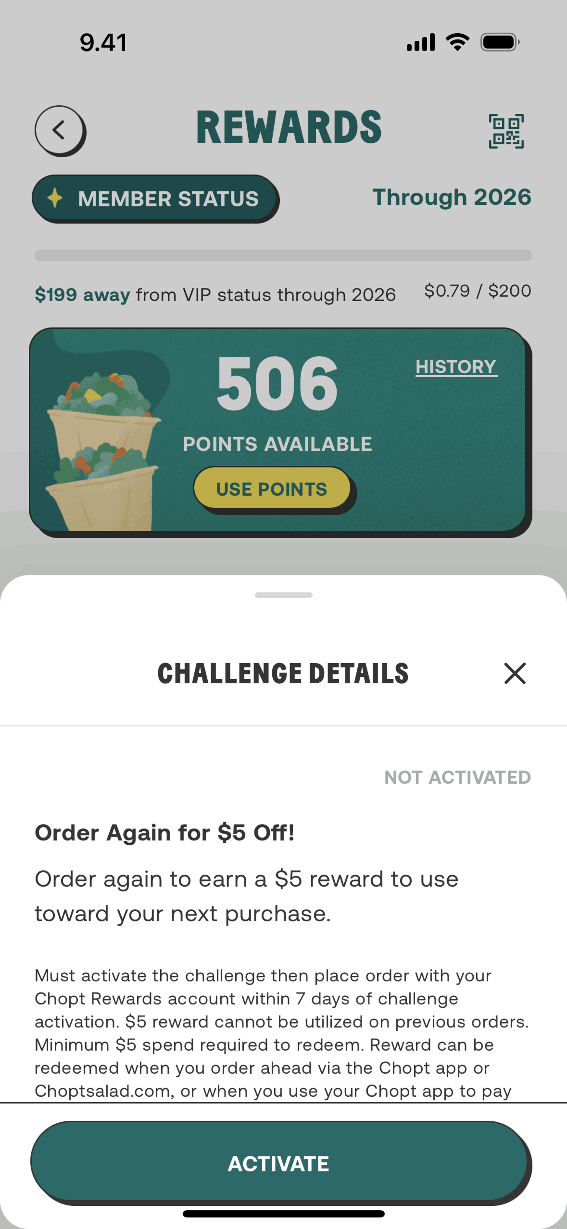 CHOPT iOS Food & Drink interface screenshot 10