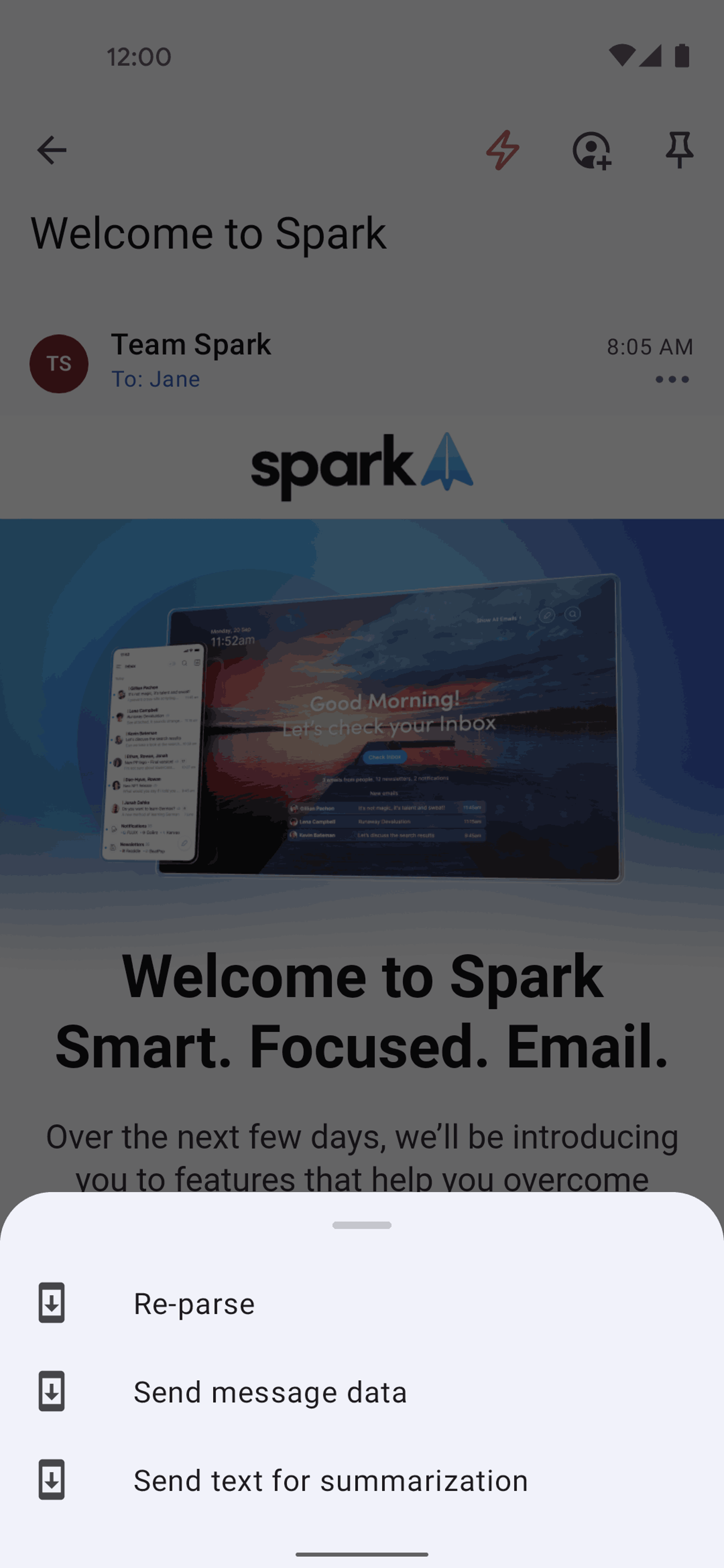 Spark Mail Android AI interface screenshot 9