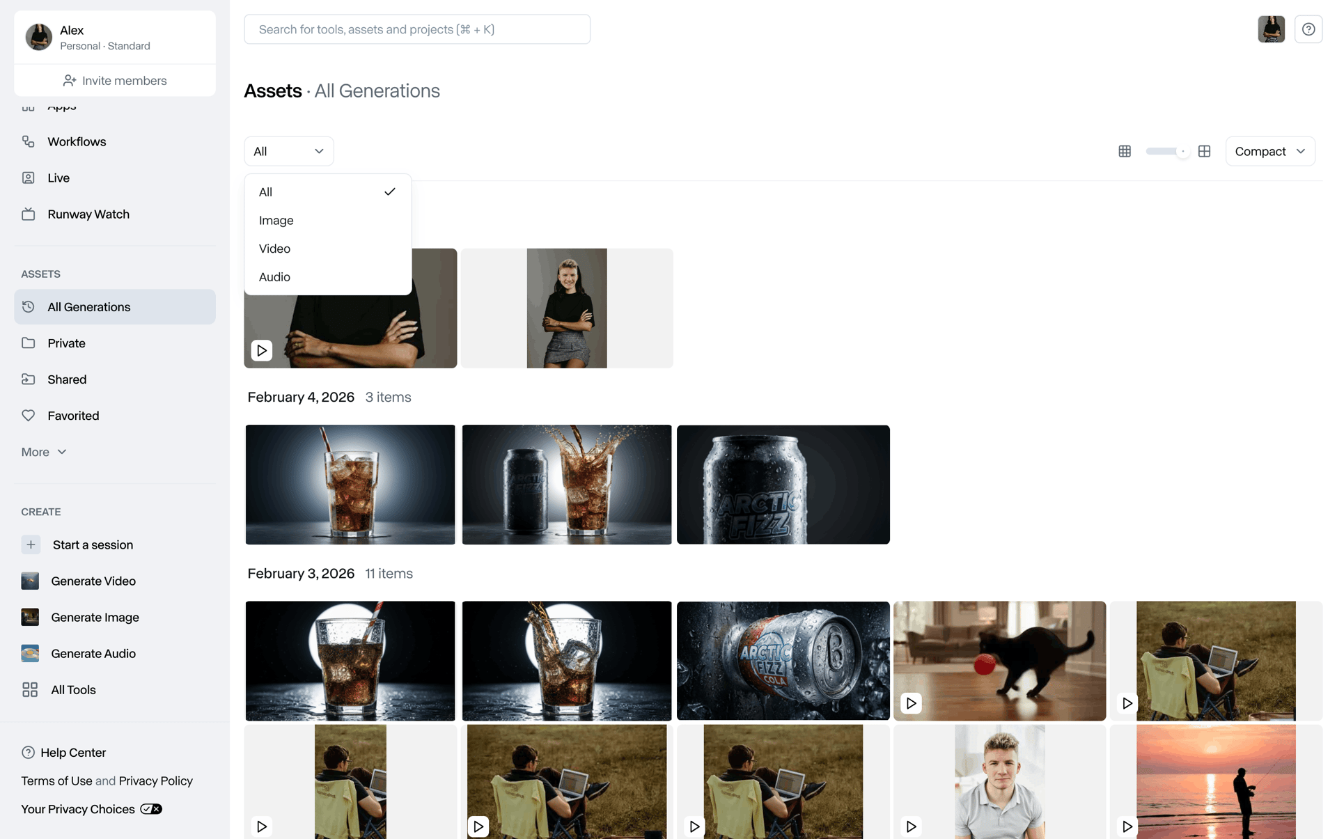 Runway Web Photo & Video interface screenshot 15