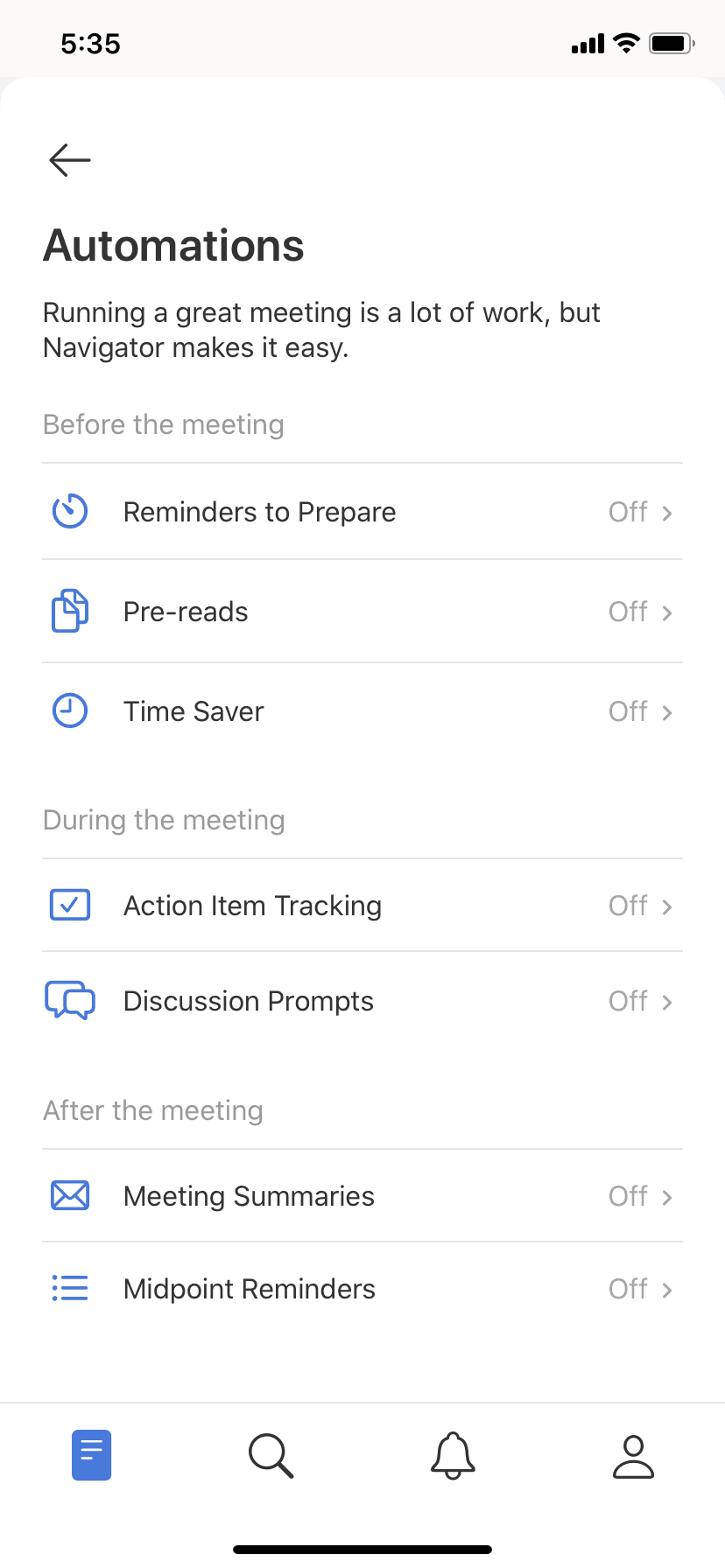 Navigator iOS Productivity interface screenshot 13