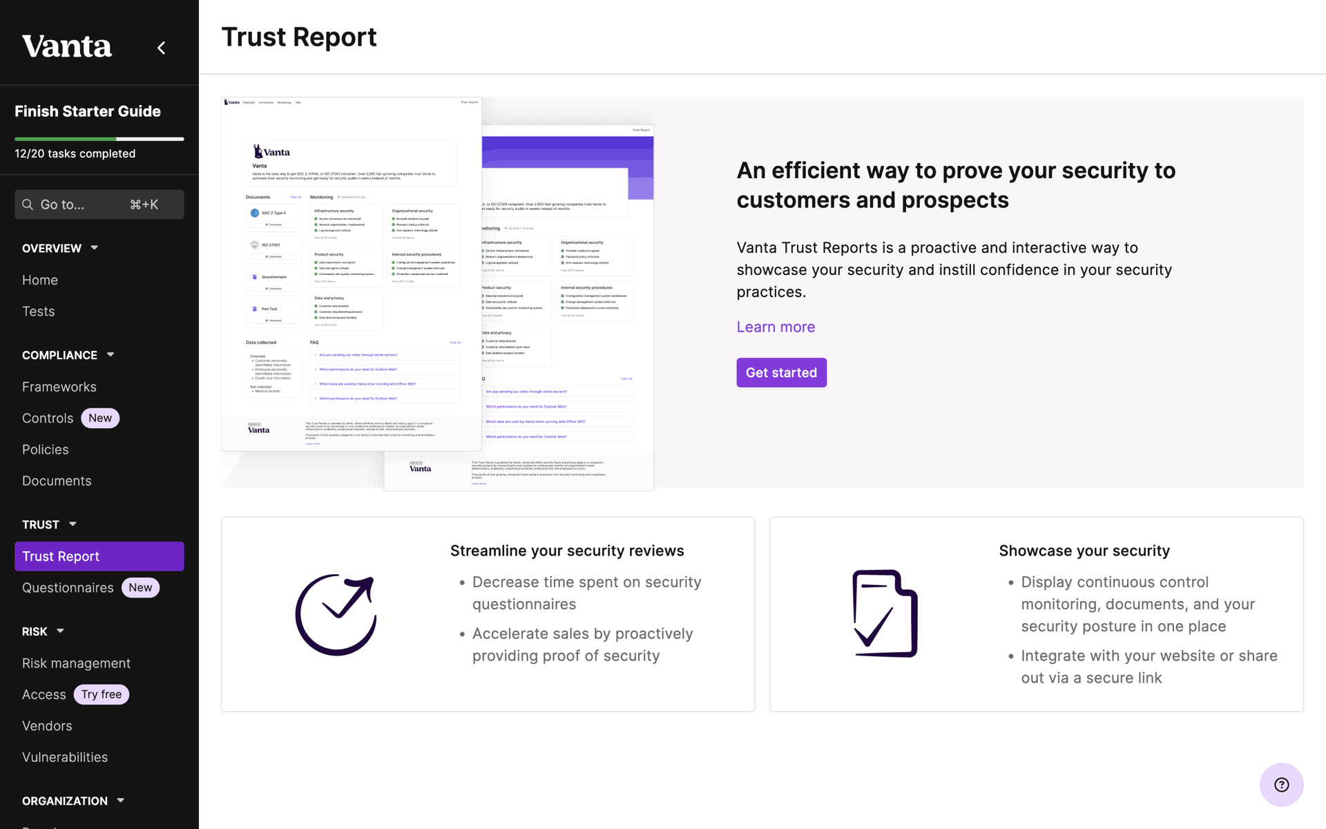 Vanta Web Business interface screenshot 12