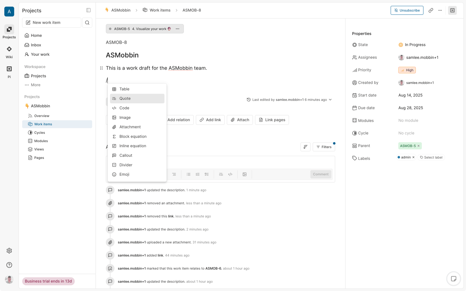 Plane Web Business interface screenshot 10