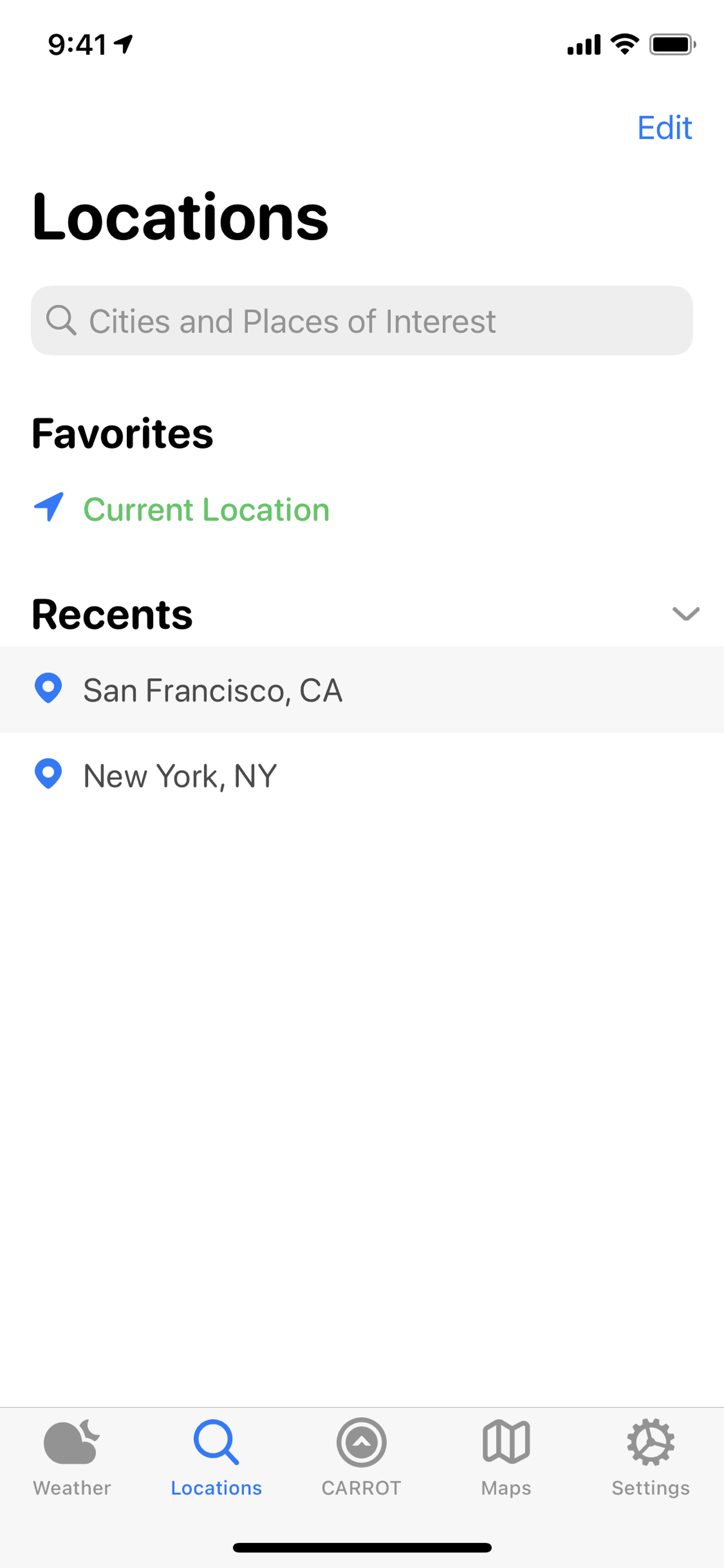 CARROT Weather iOS Lifestyle interface screenshot 2