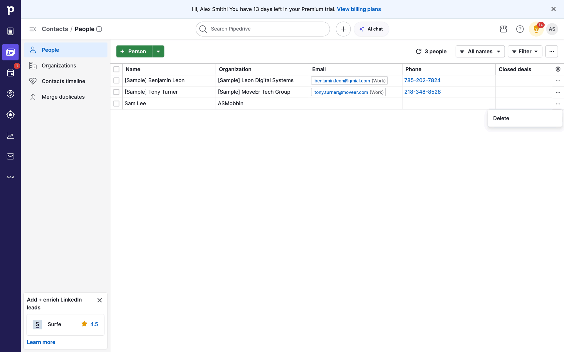 Pipedrive Web CRM interface screenshot 13