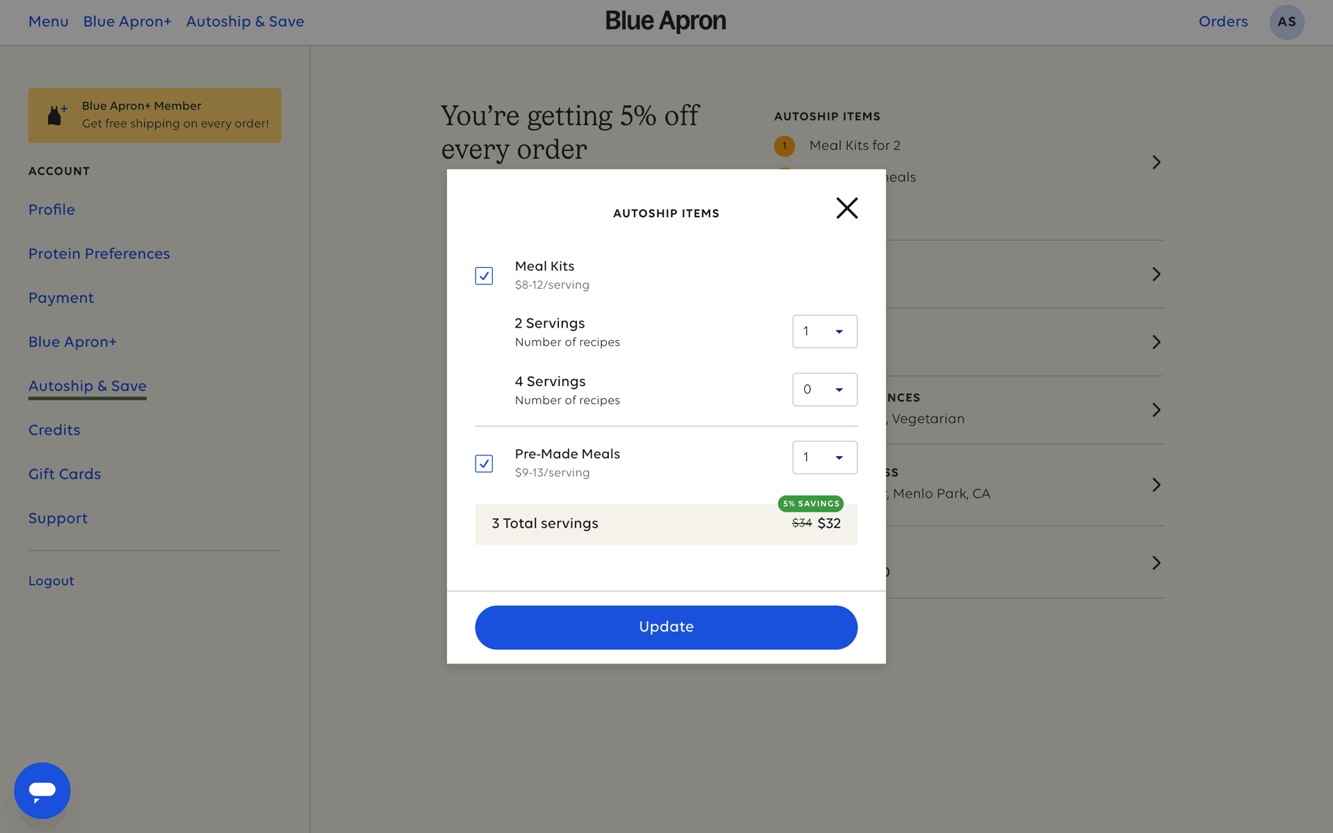 Blue Apron Web Shopping interface screenshot 17