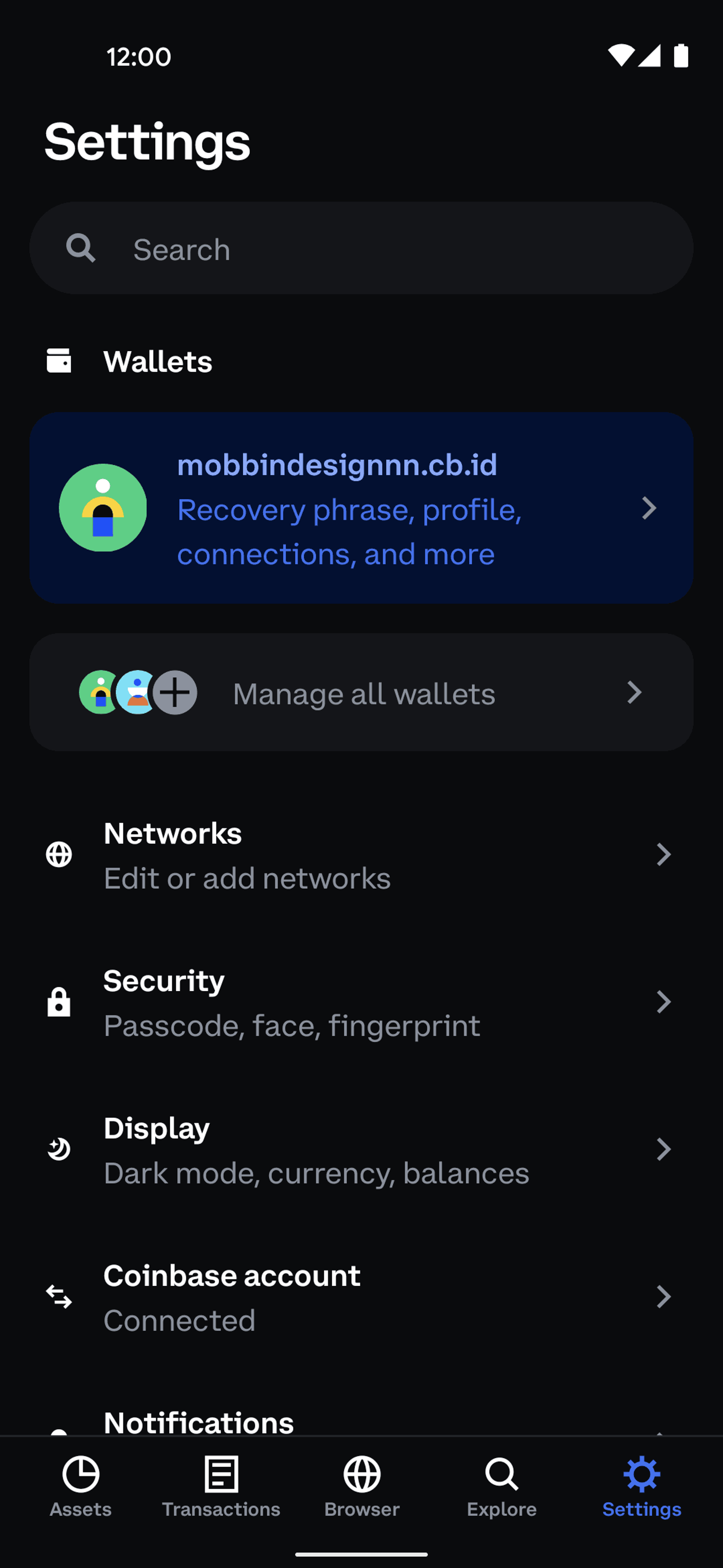 Coinbase Wallet Android Finance interface screenshot 6