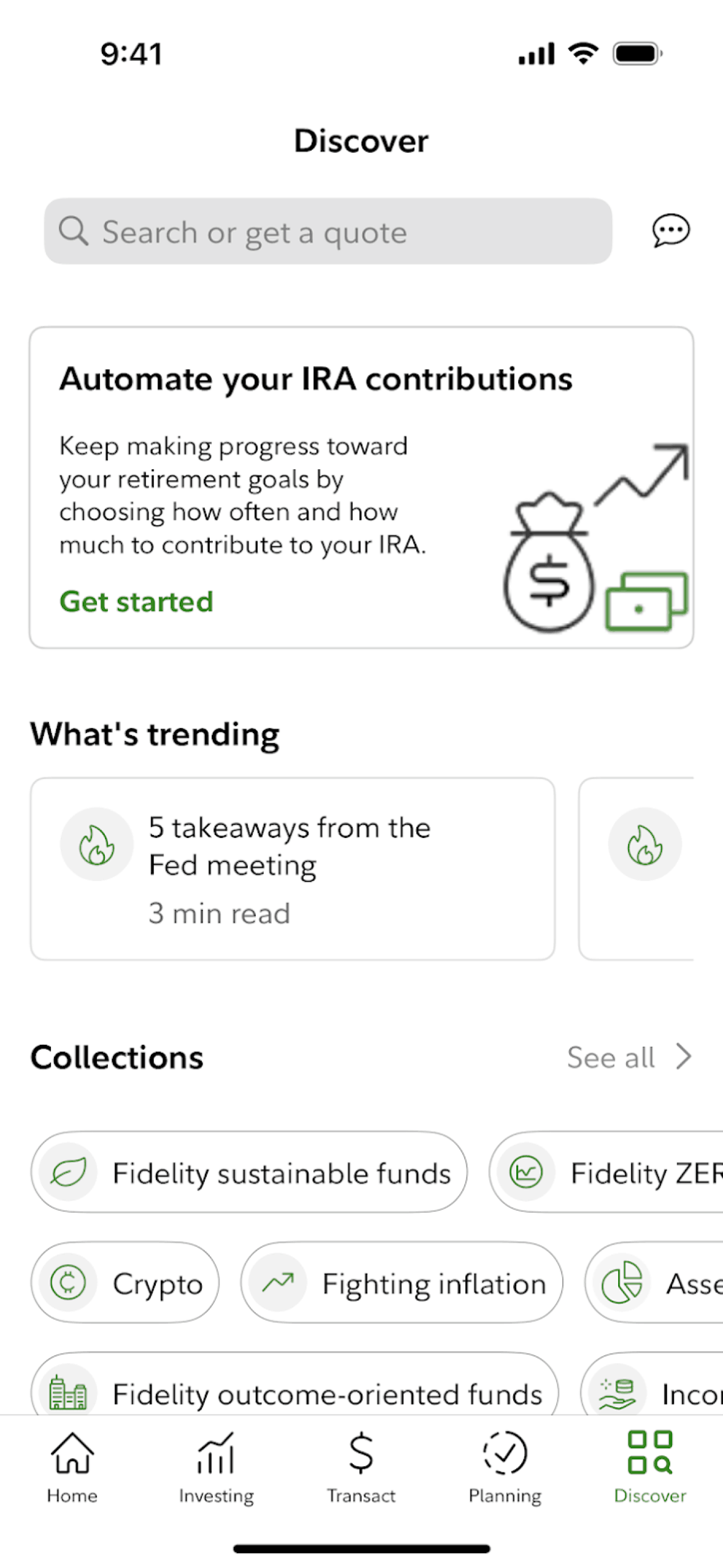 Fidelity iOS Finance interface screenshot 13