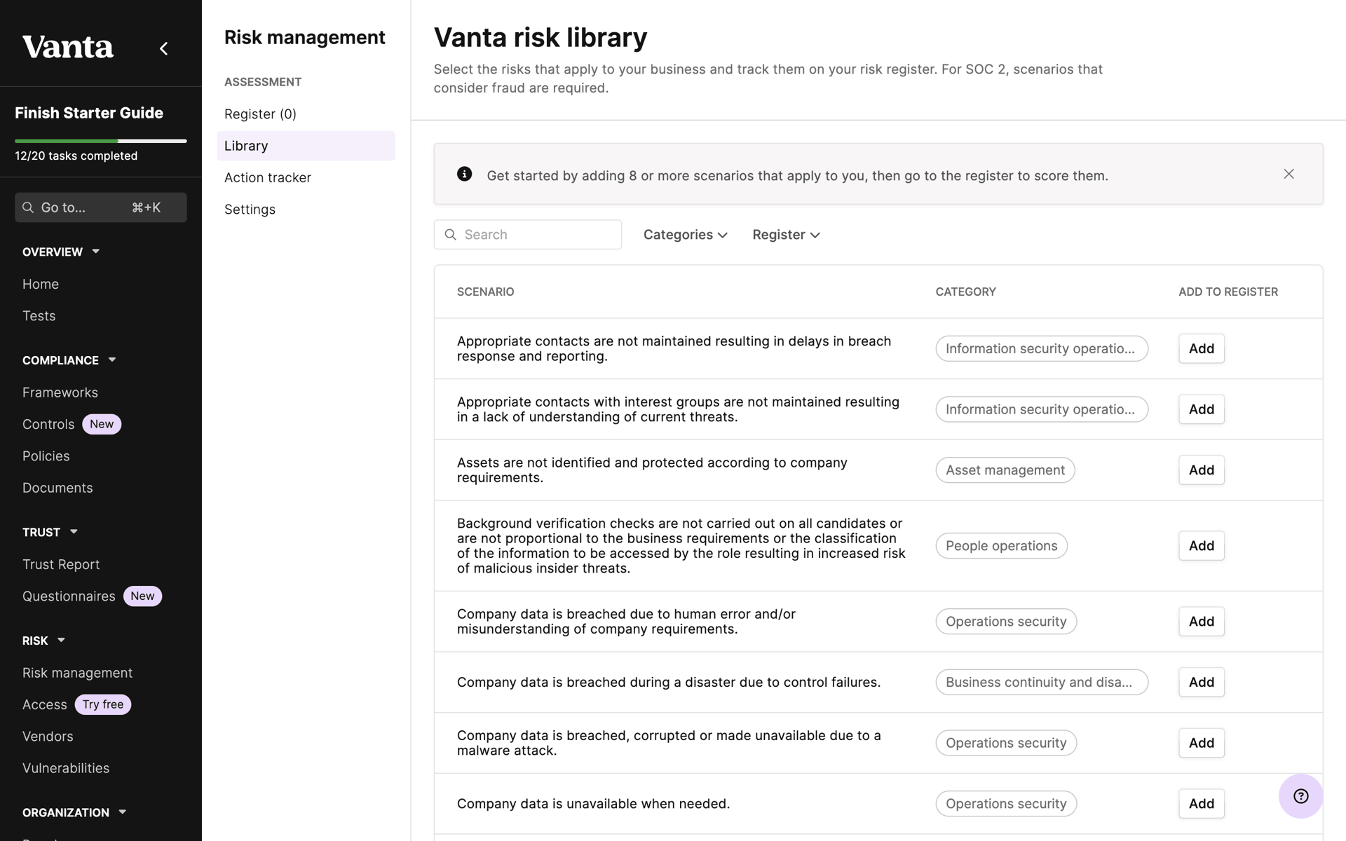 Vanta Web Business interface screenshot 24