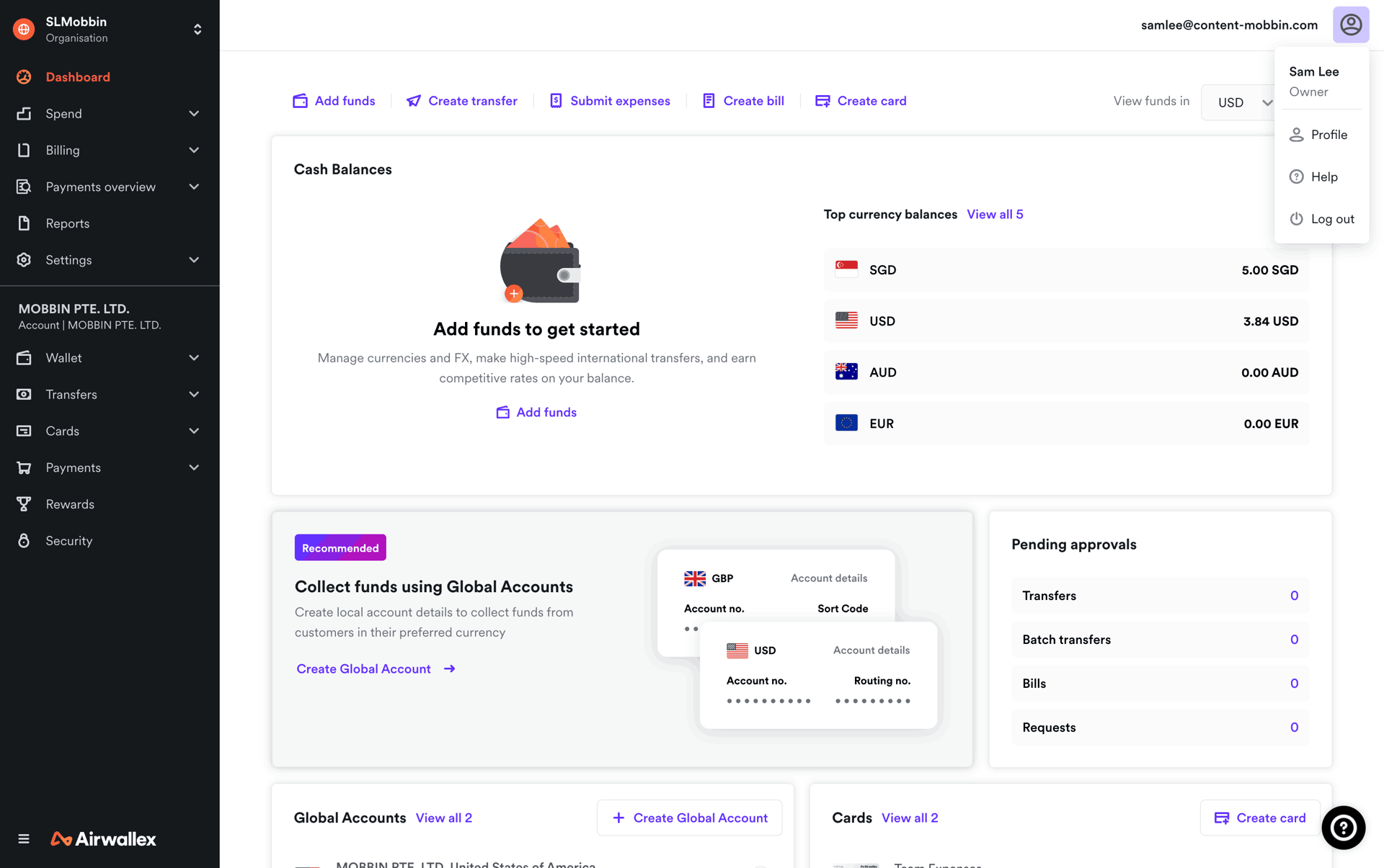 Airwallex Web Finance interface screenshot 19